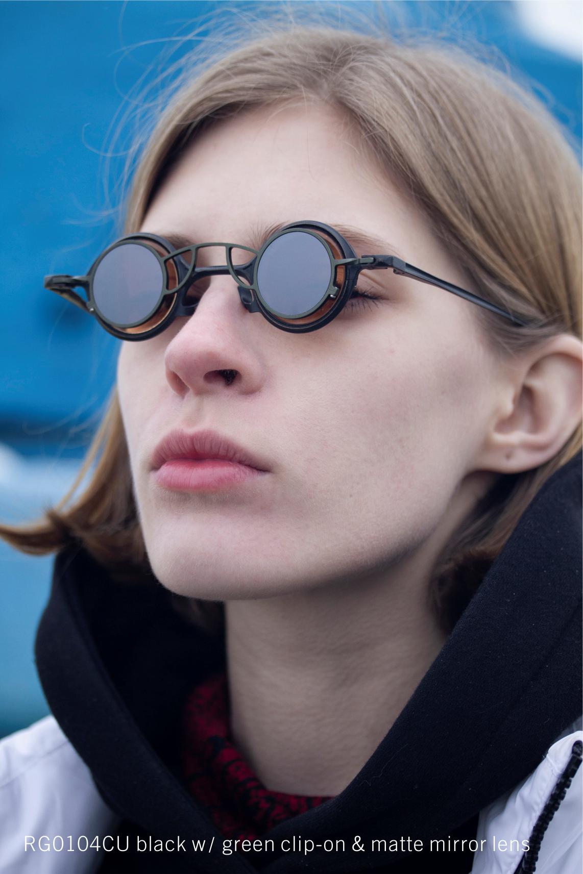RG0104CU black w/ green clip-on &amp; matte mirror lens