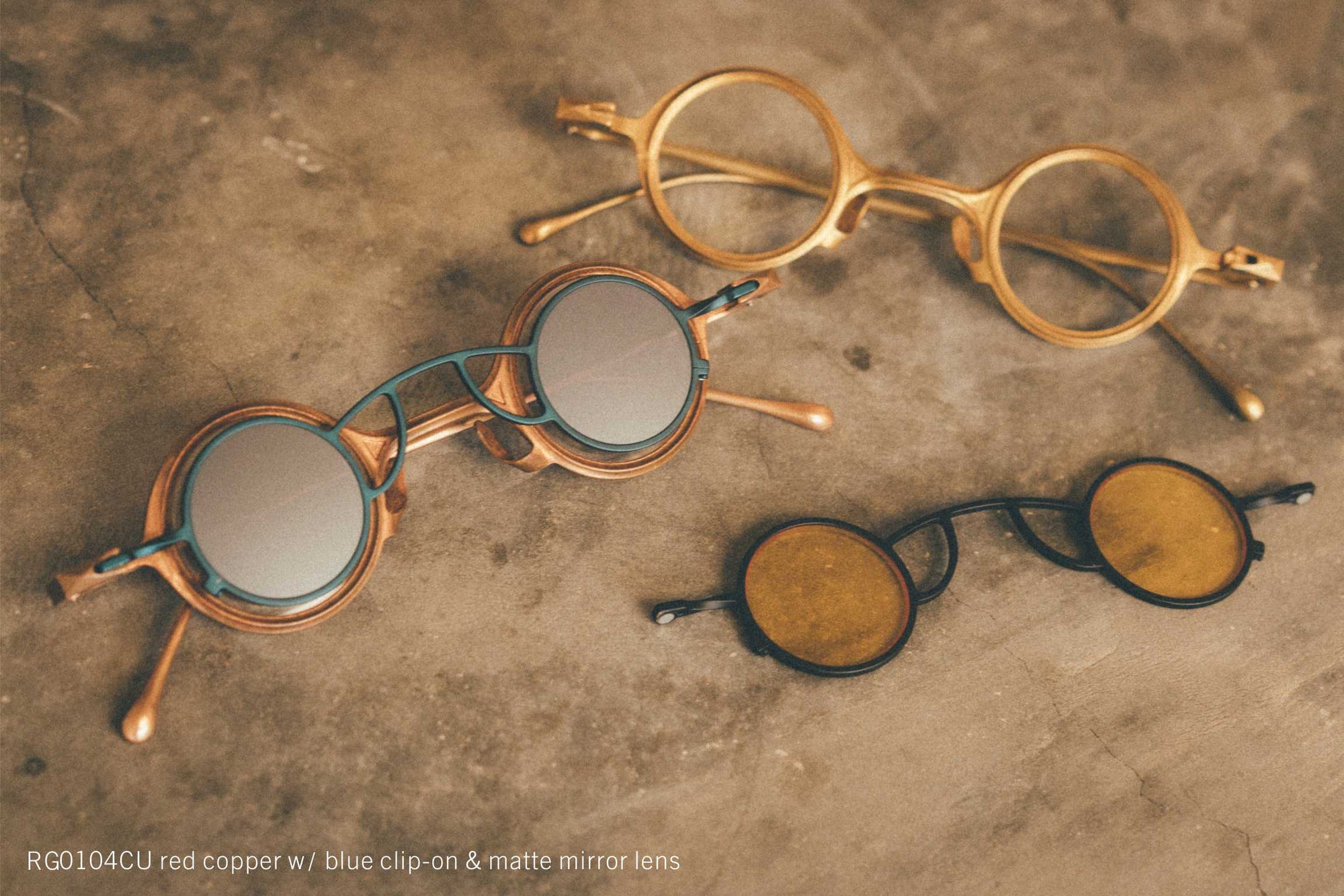 RG0104CU red copper w/ blue clip-on &amp; matte mirror lens