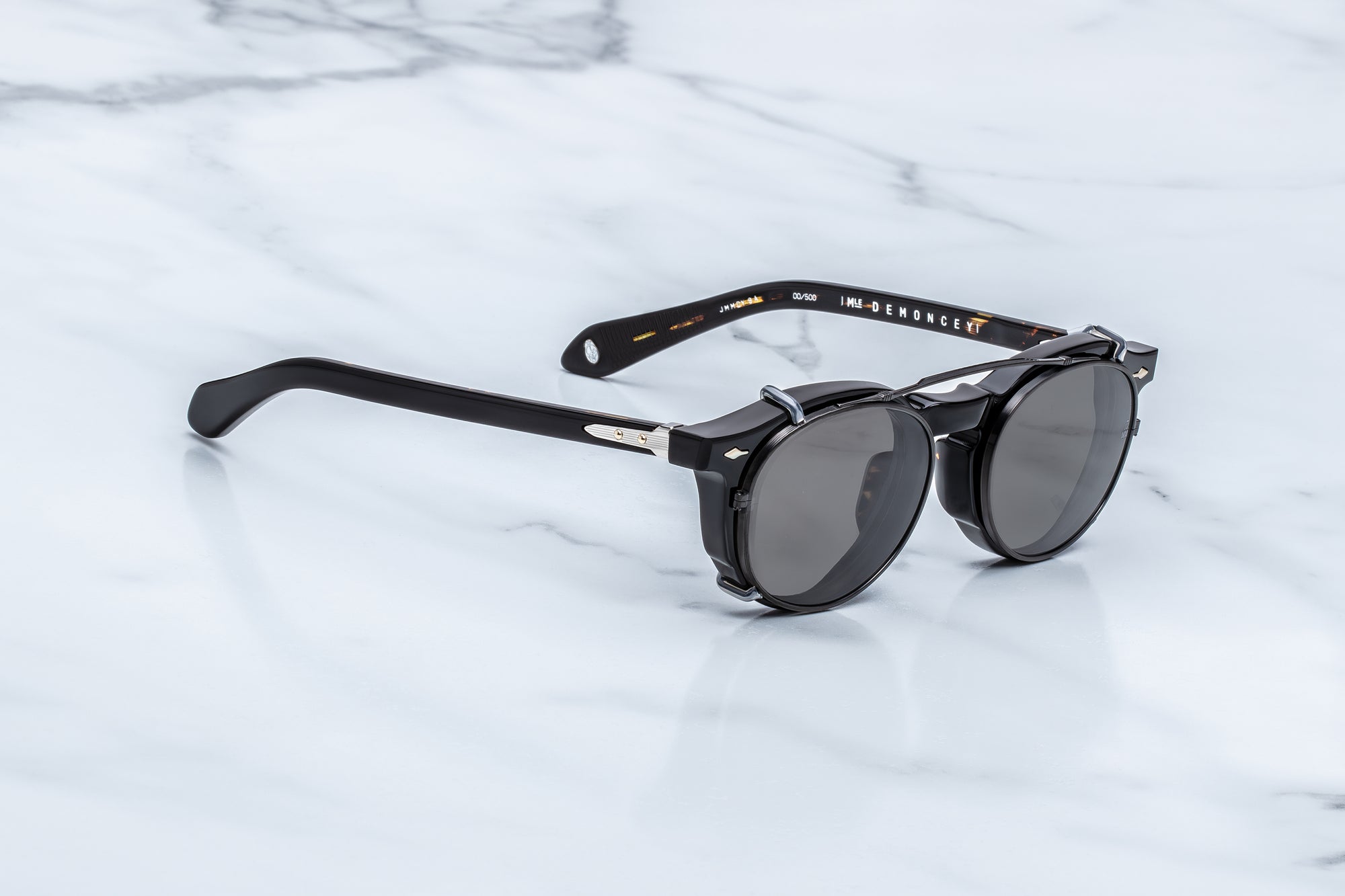 Demoncey Clip On#88-black-black-mineral-glass_