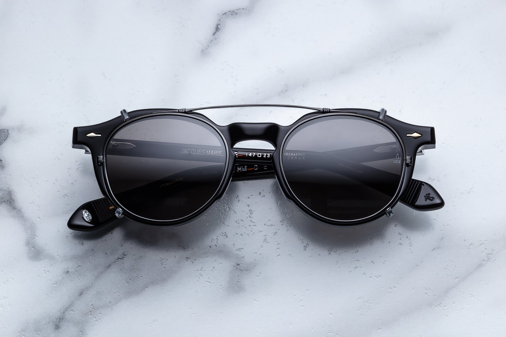 Demoncey Clip On#88-black-black-mineral-glass_