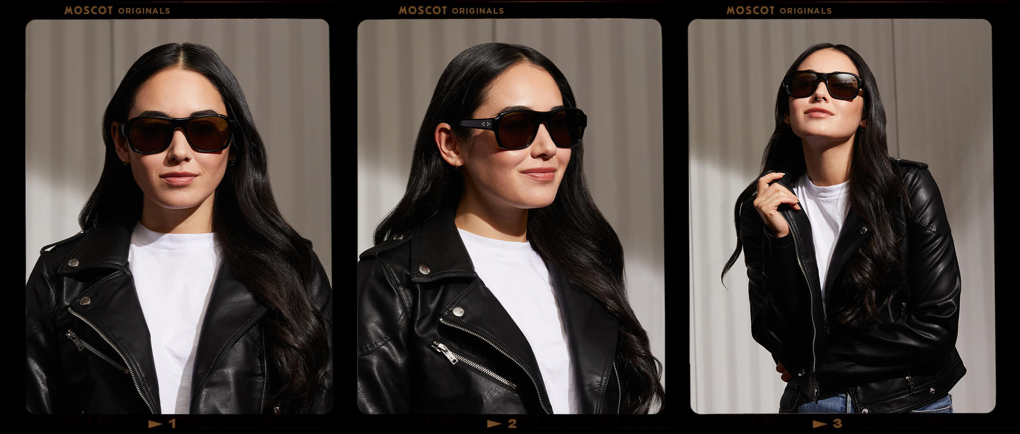Model is wearing The SHVITZ SUN in Black in size 57 with CR-39 Green Lenses