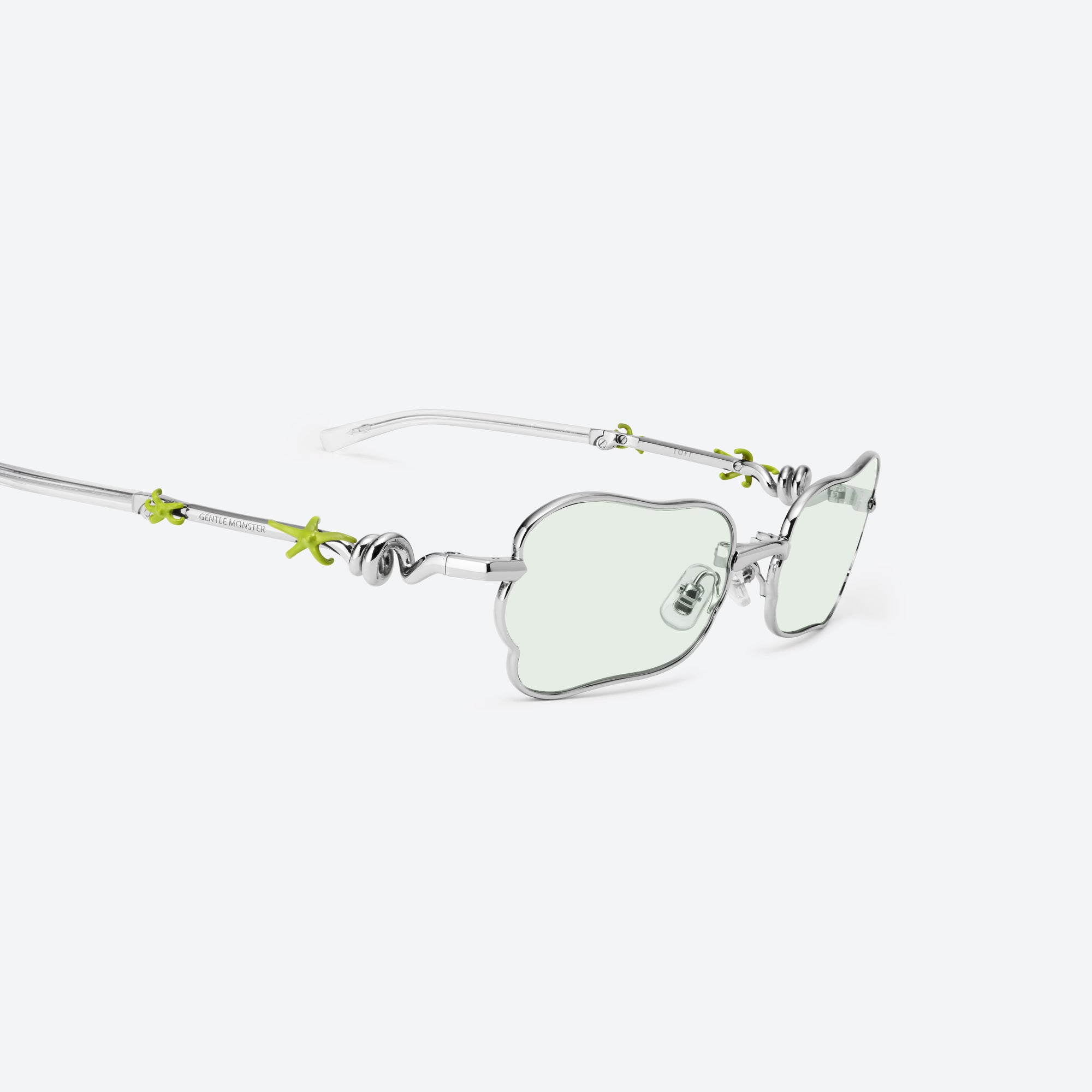 Gentle Monster Tofi 02 Sunglasses - Silver / Green