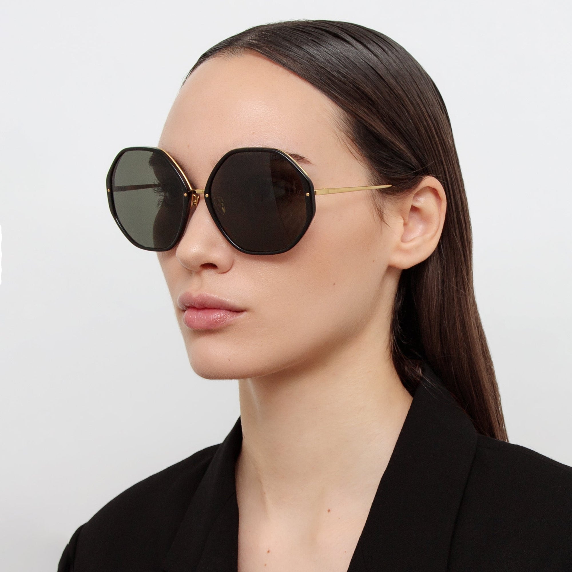 Alona Sunglasses in 22K Gold and Grey
