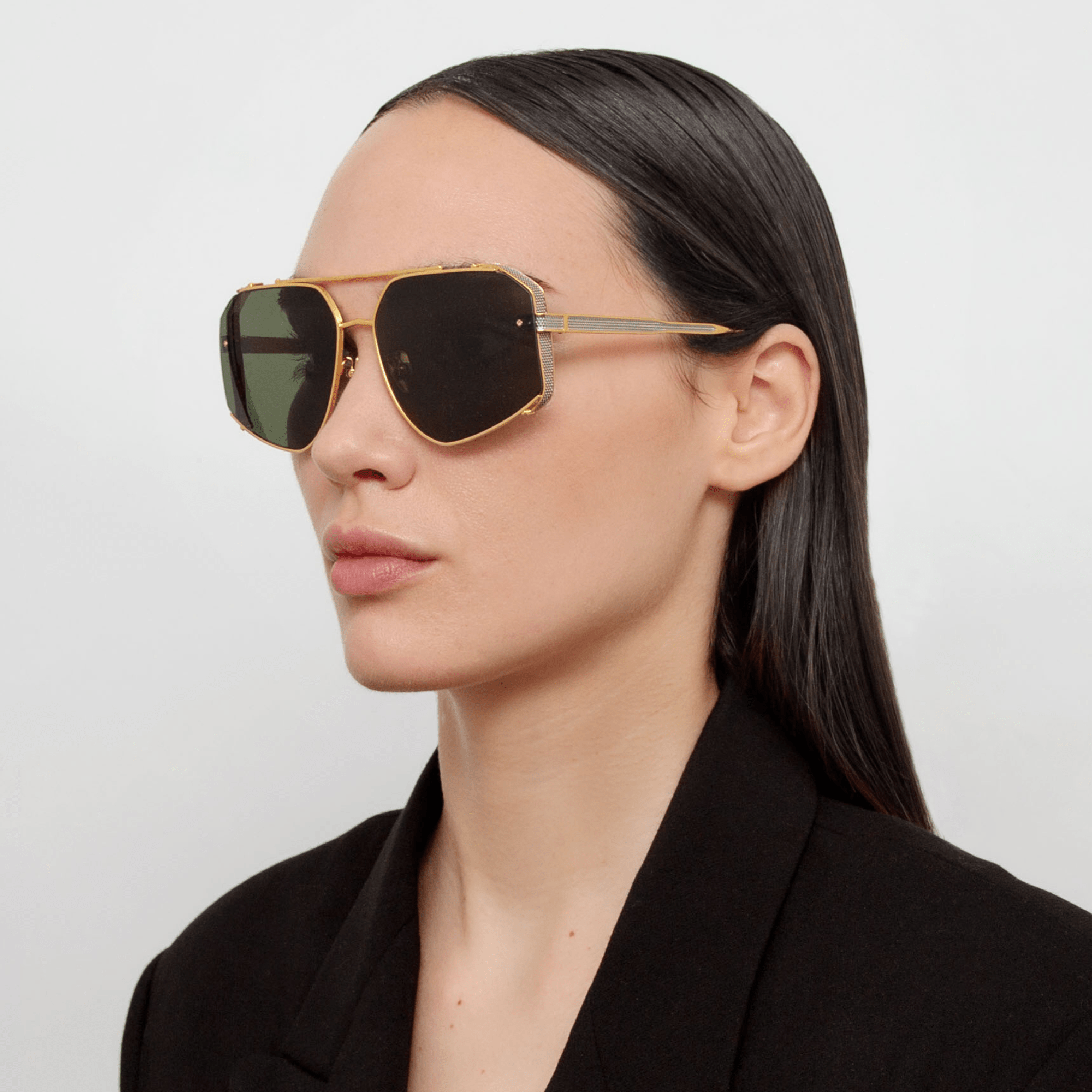 Amar Sunglasses in 22K Gold and Green