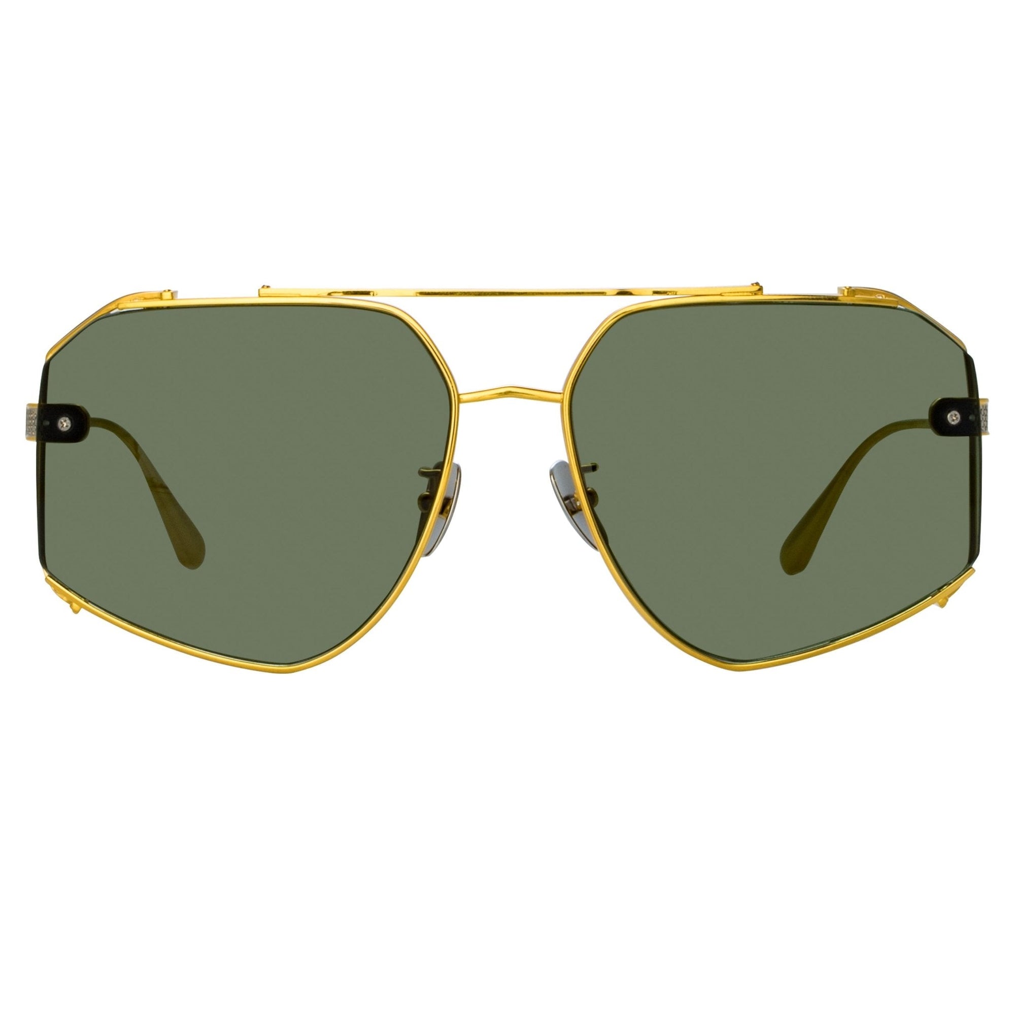 Amar Sunglasses in 22K Gold and Green