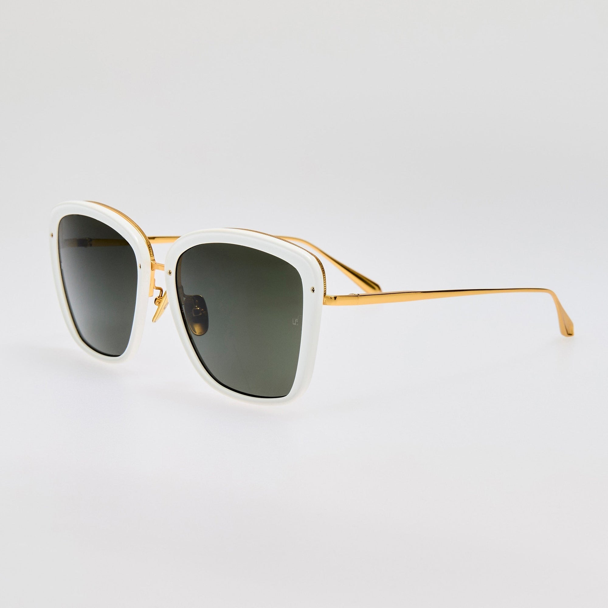 Anais Sunglasses in 22K White Gold and Grey