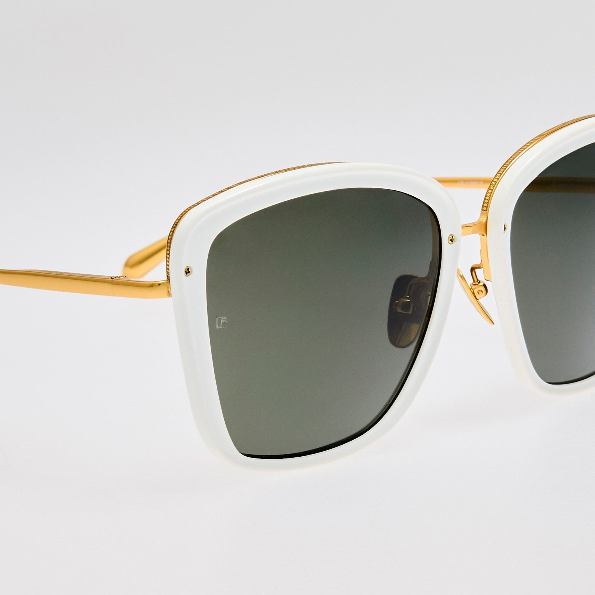 Anais Sunglasses in 22K White Gold and Grey