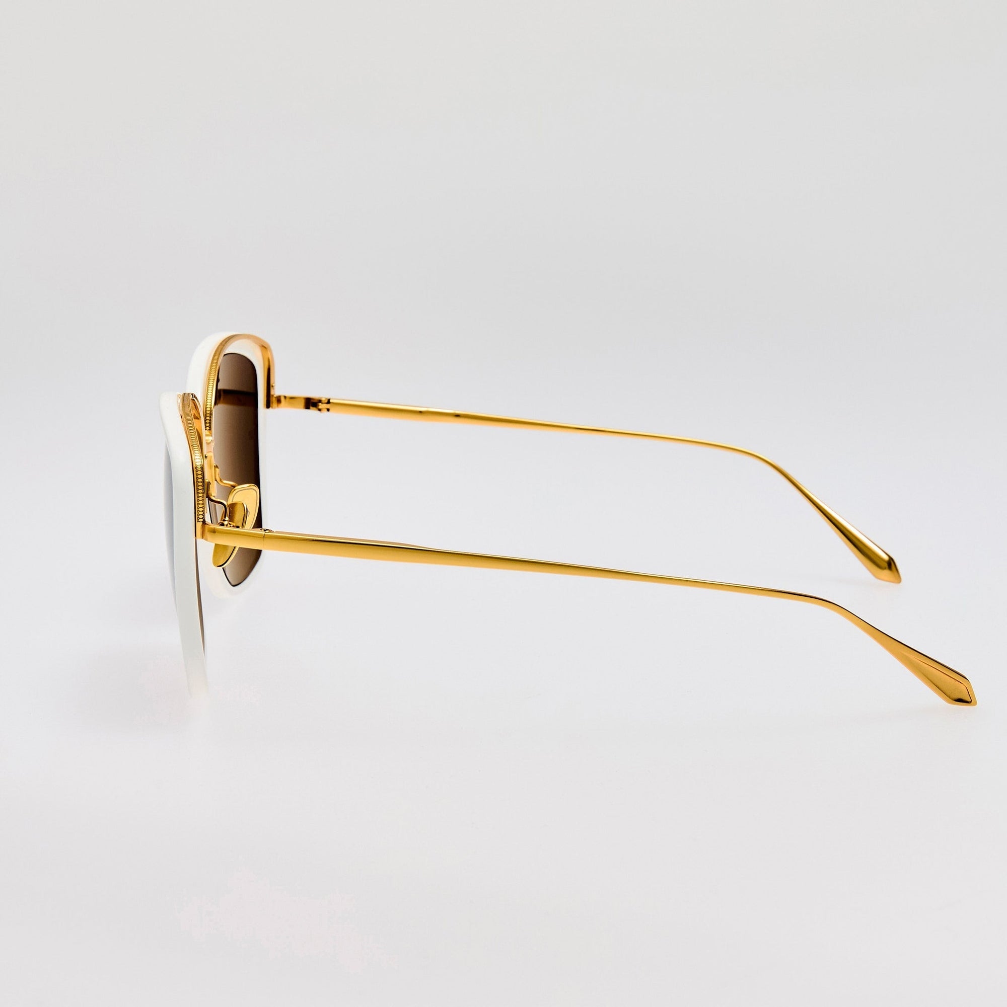 Anais Sunglasses in 22K White Gold and Grey