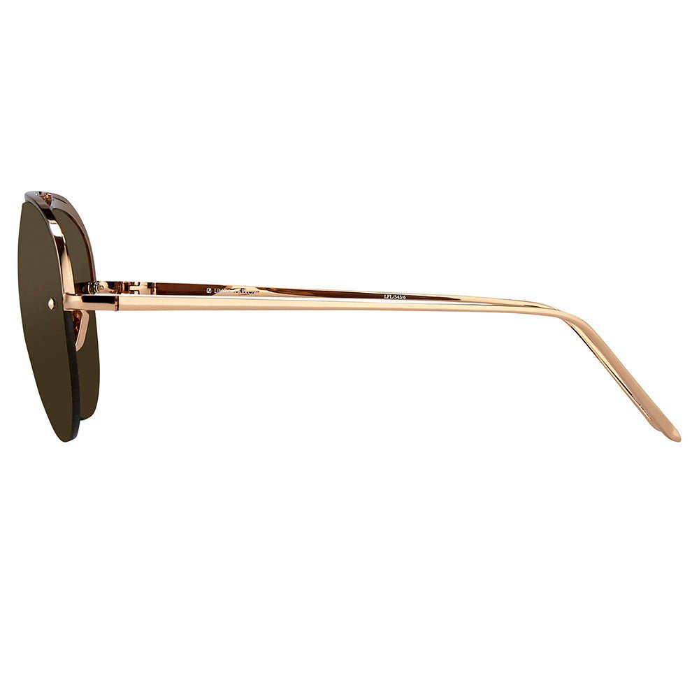 Aviator Sunglasses in 18K Rose Gold and Brown