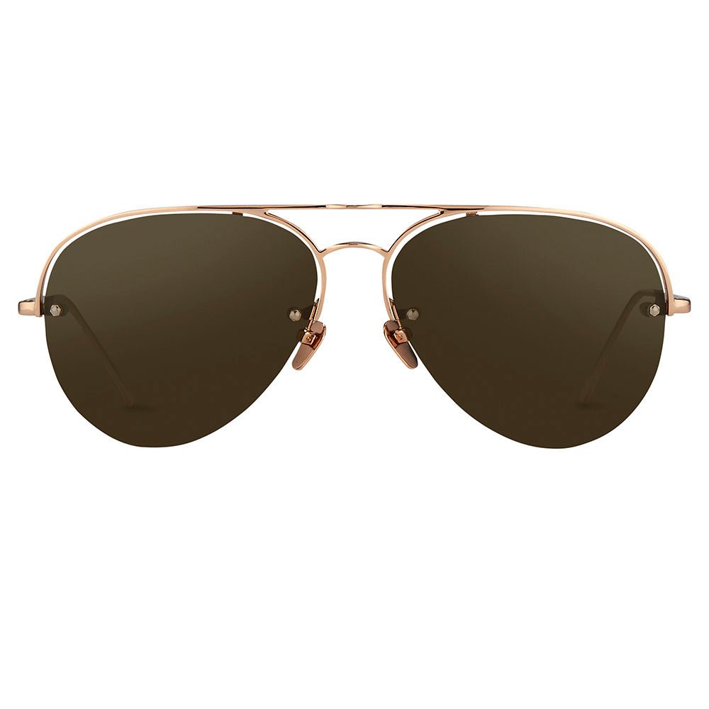 Aviator Sunglasses in 18K Rose Gold and Brown