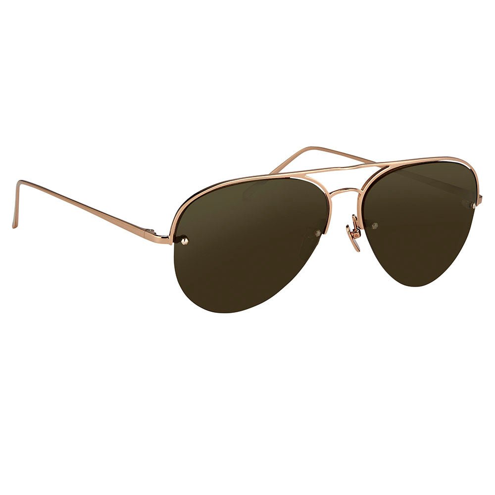 Aviator Sunglasses in 18K Rose Gold and Brown