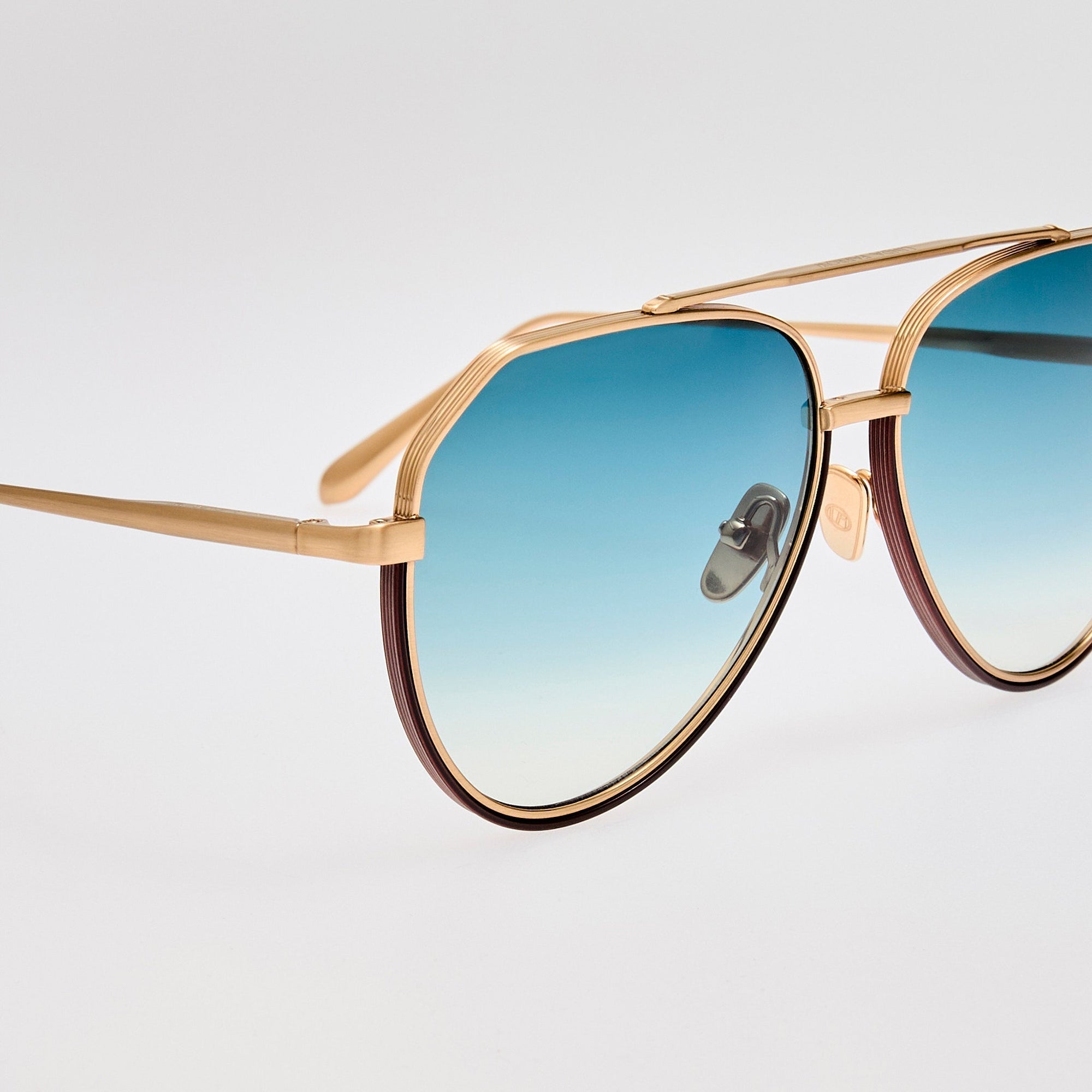 Bayer Sunglasses in 22K Gold and Aqua