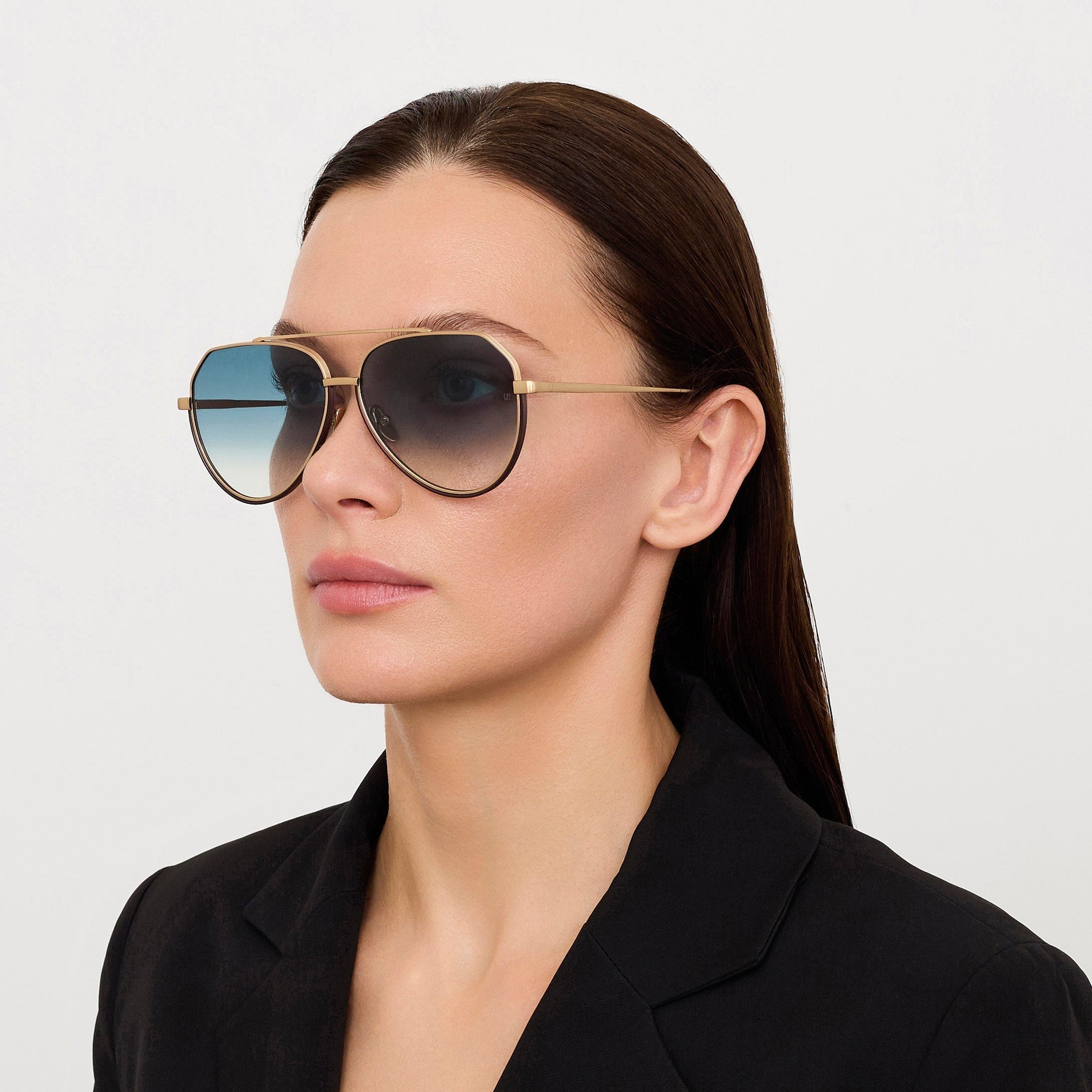 Bayer Sunglasses in 22K Gold and Aqua