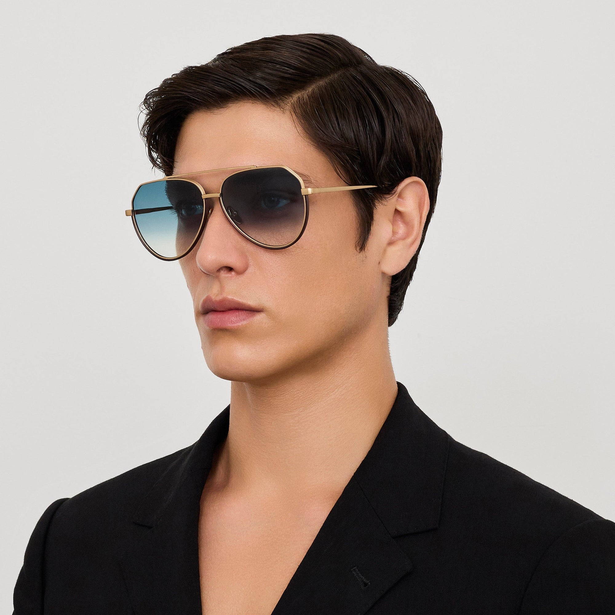 Bayer Sunglasses in 22K Gold and Aqua