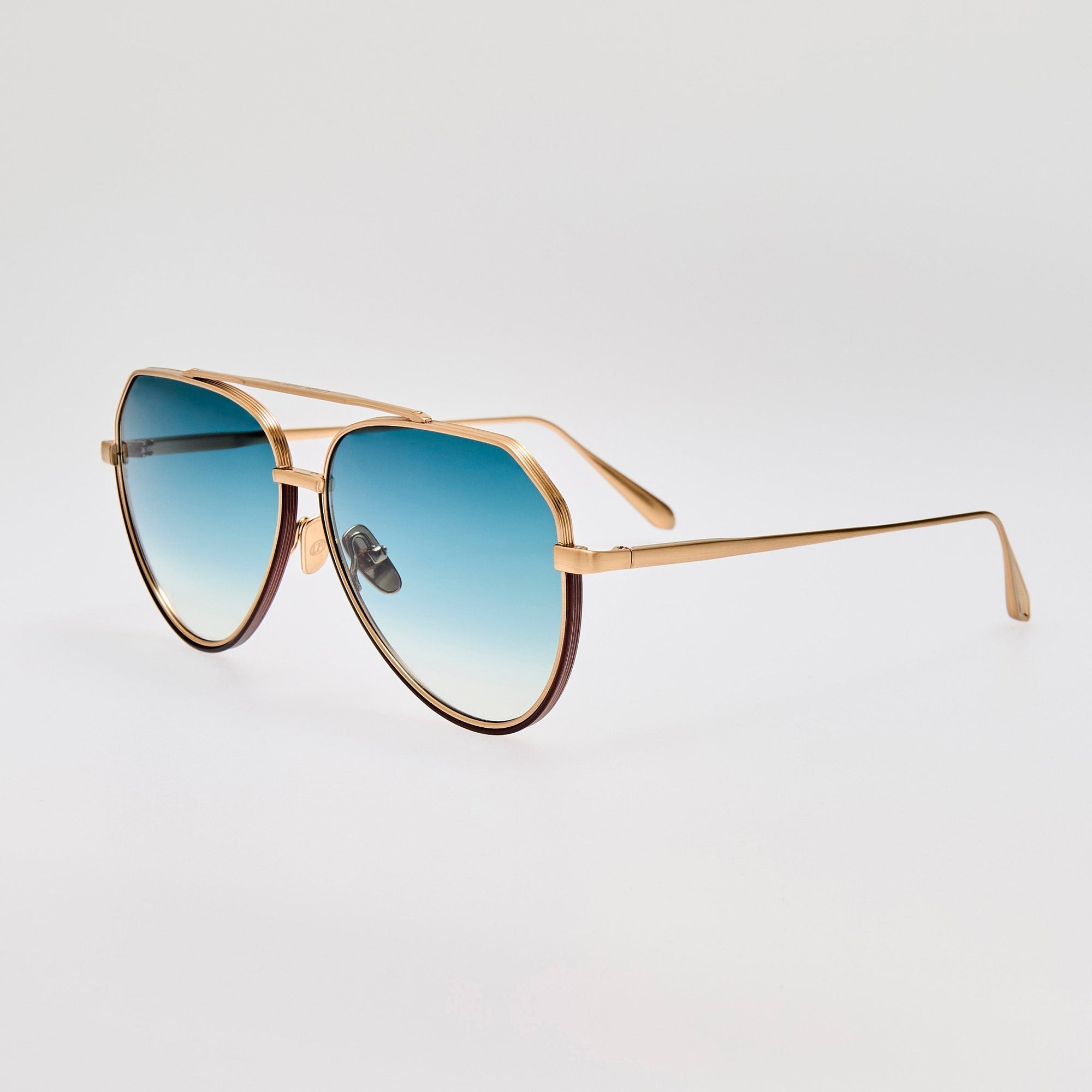 Bayer Sunglasses in 22K Gold and Aqua