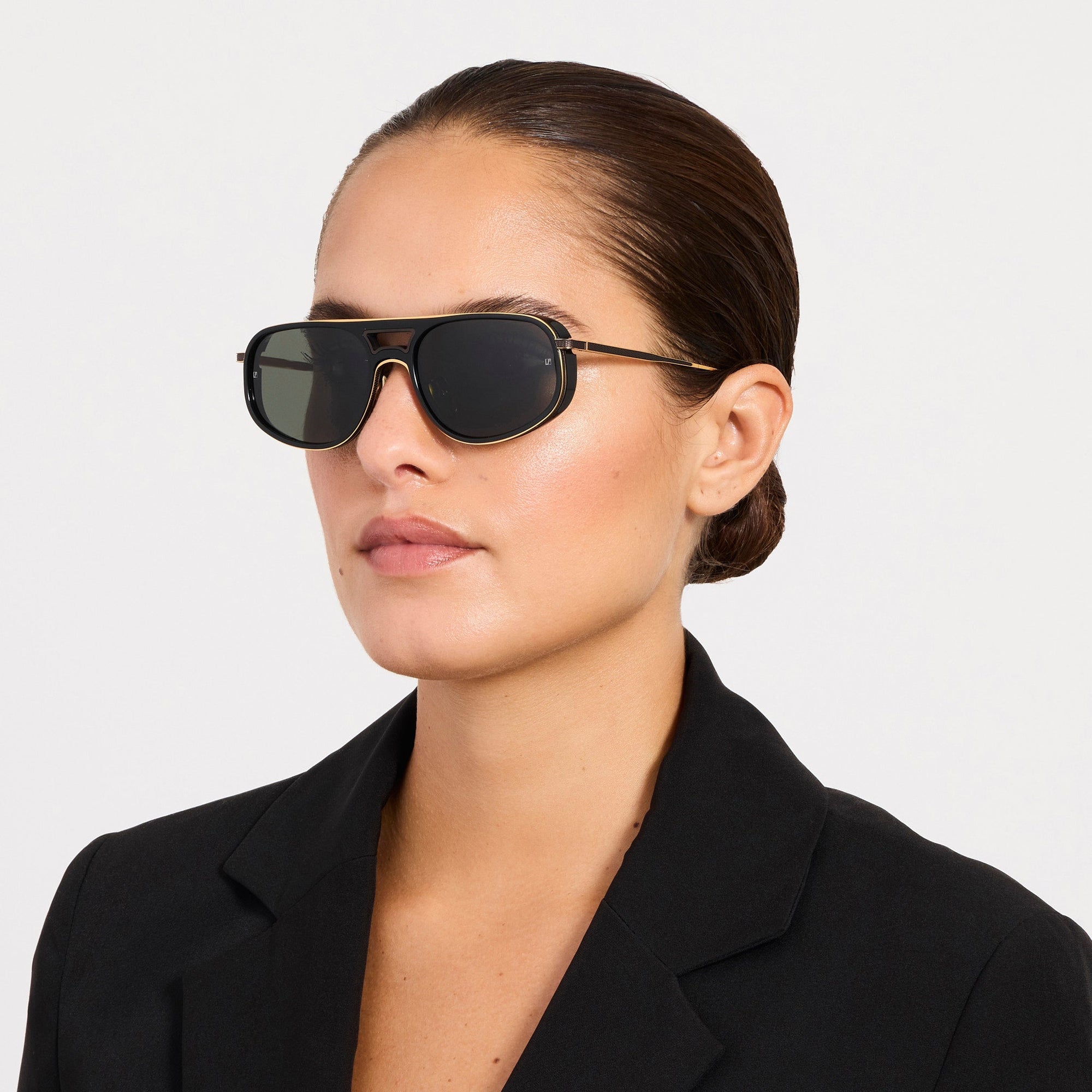 Calder Sunglasses in 22K Gold and Grey