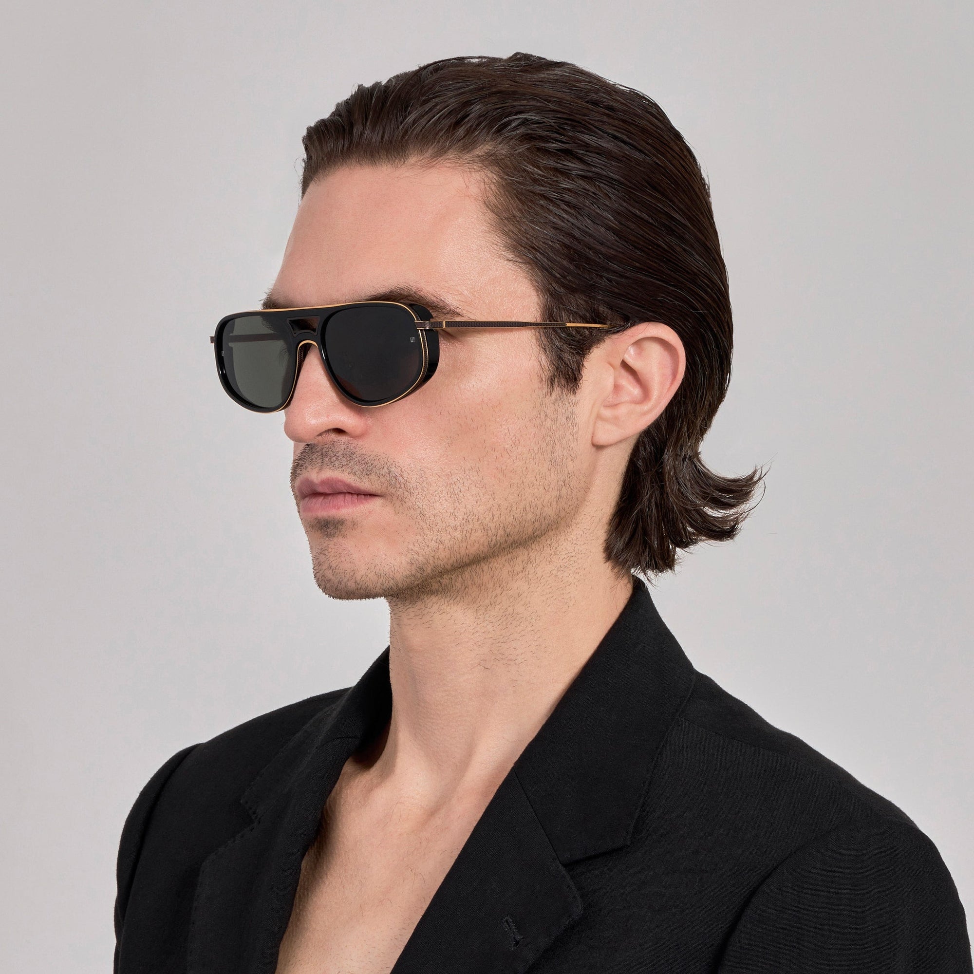 Calder Sunglasses in 22K Gold and Grey