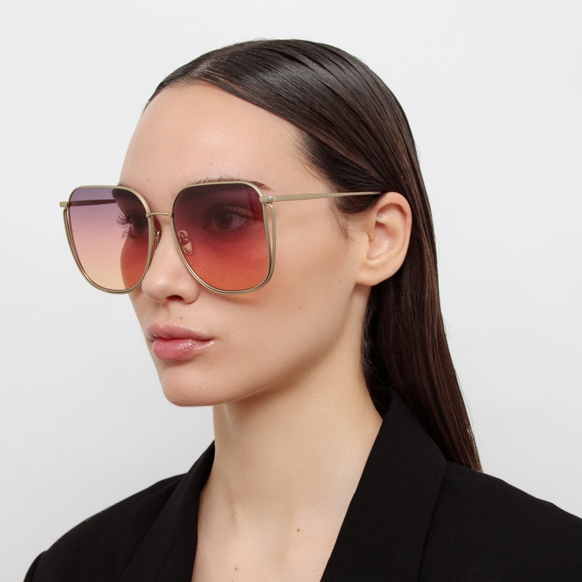 Camry Sunglasses in Matt Champagne and Sunset Gradient