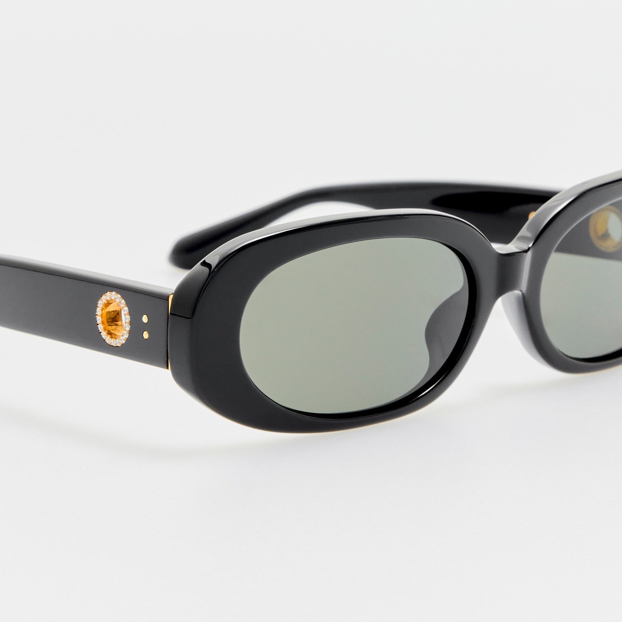 Cara Sunglasses in Black with Diamonds and 22K Gold