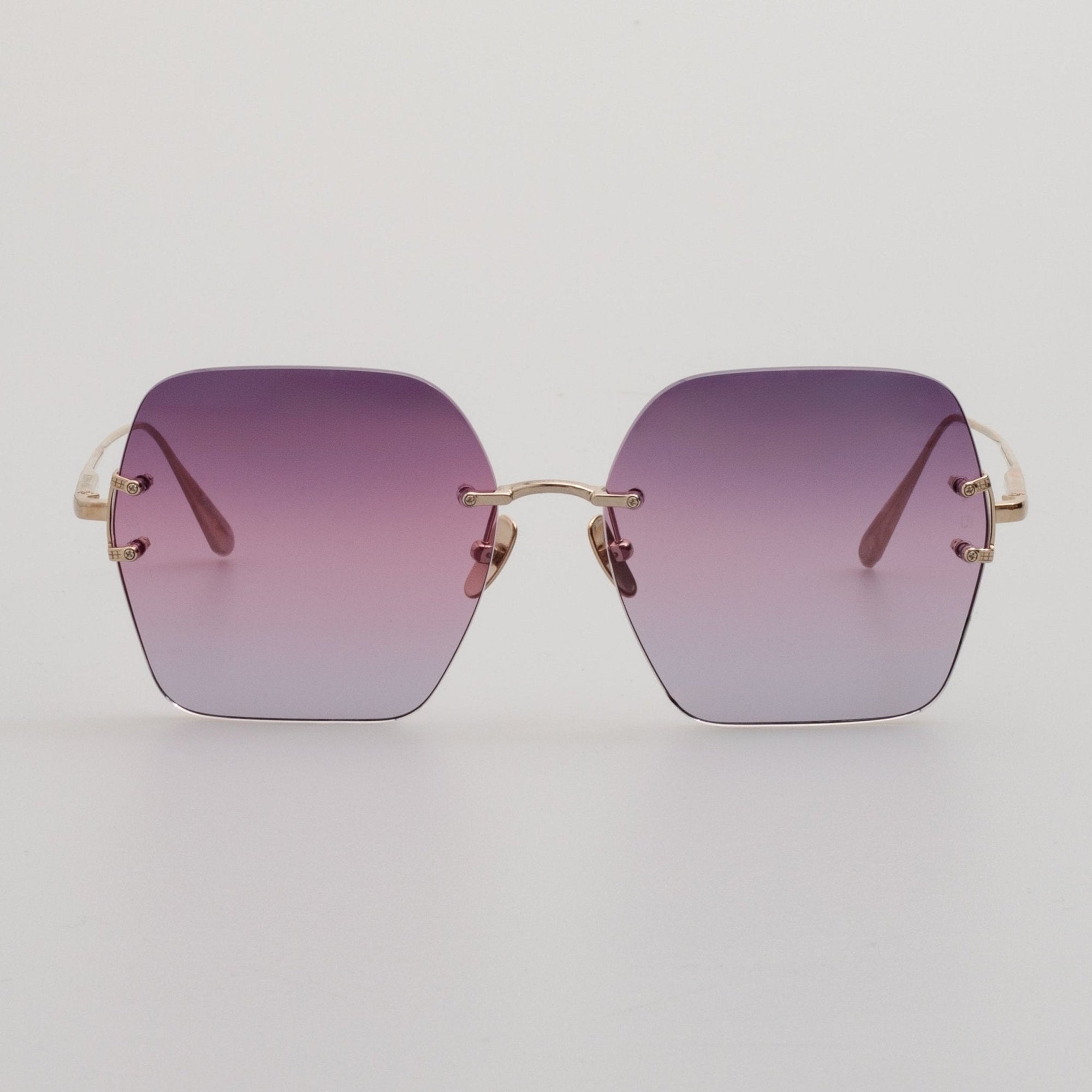 Carina Oversized Sunglasses in 22K Gold and Purple