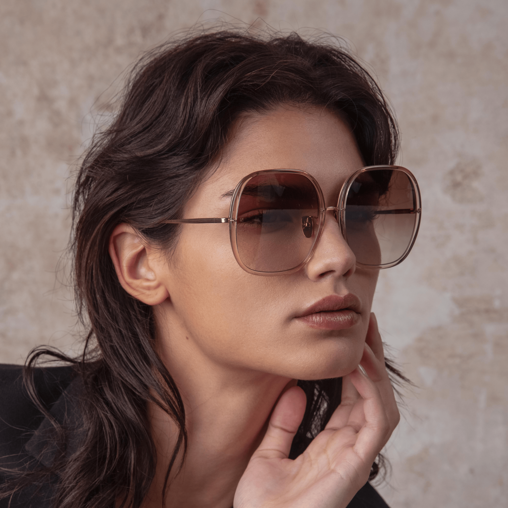 Celia Sunglasses in 18K Rose Gold and Mocha