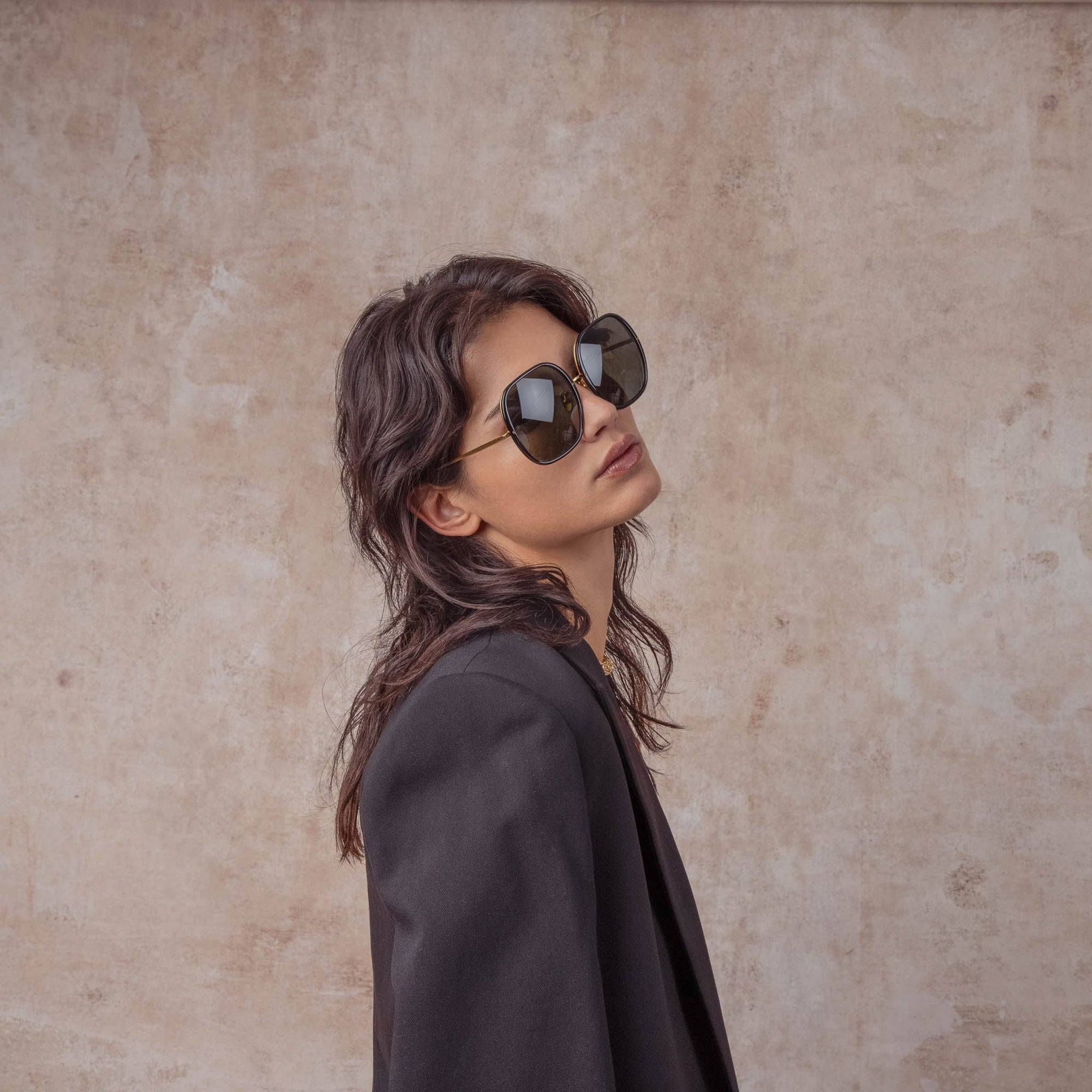 Celia Sunglasses in 22K Gold and Grey