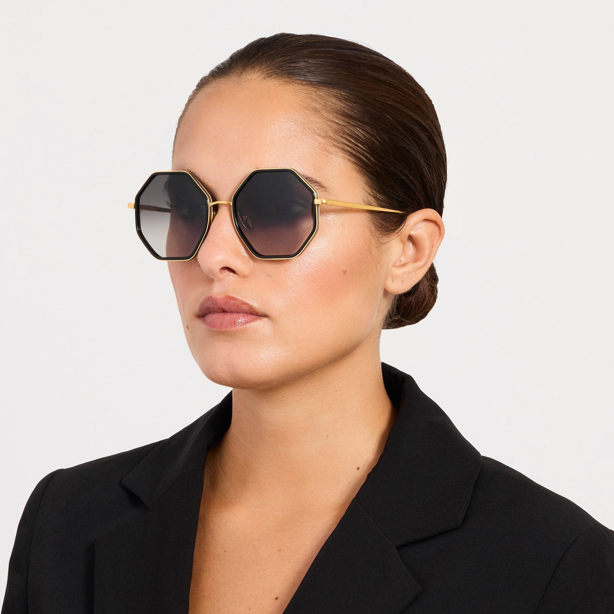 Coraline Sunglasses in 22K Gold and Grey