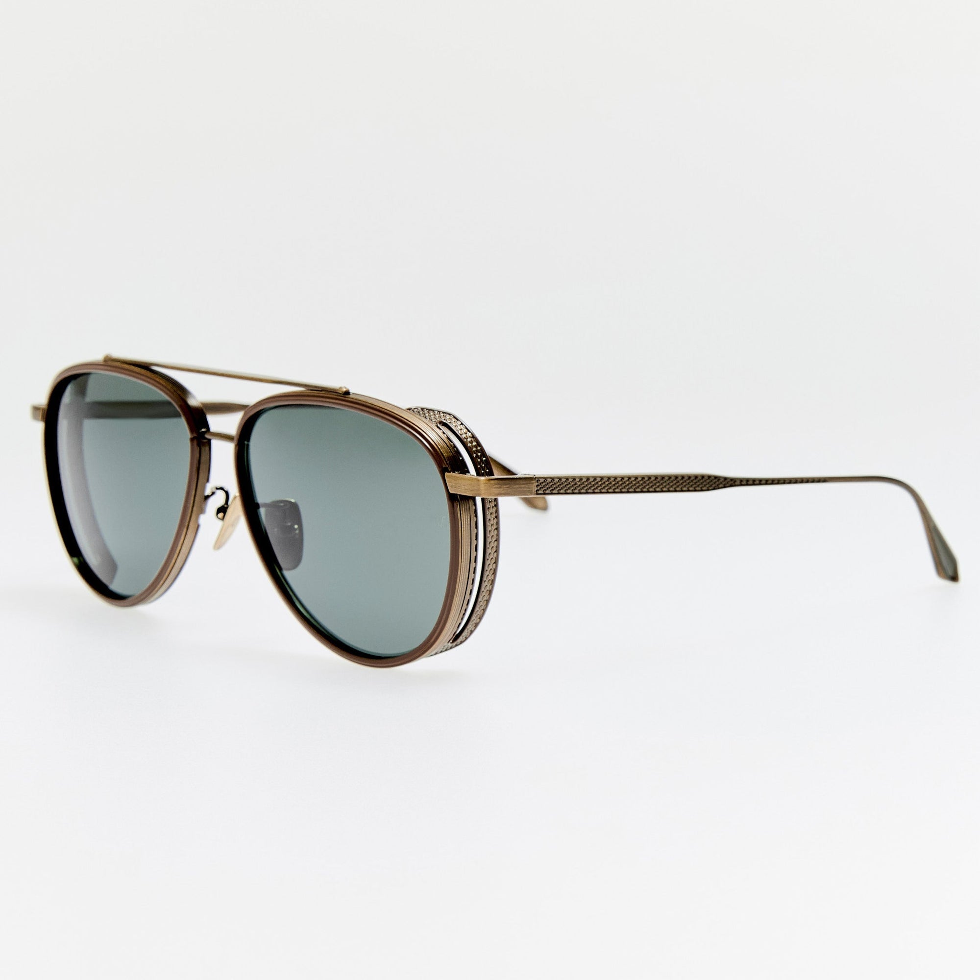 Cortes Explorer Sunglasses in Antique Gold and Green