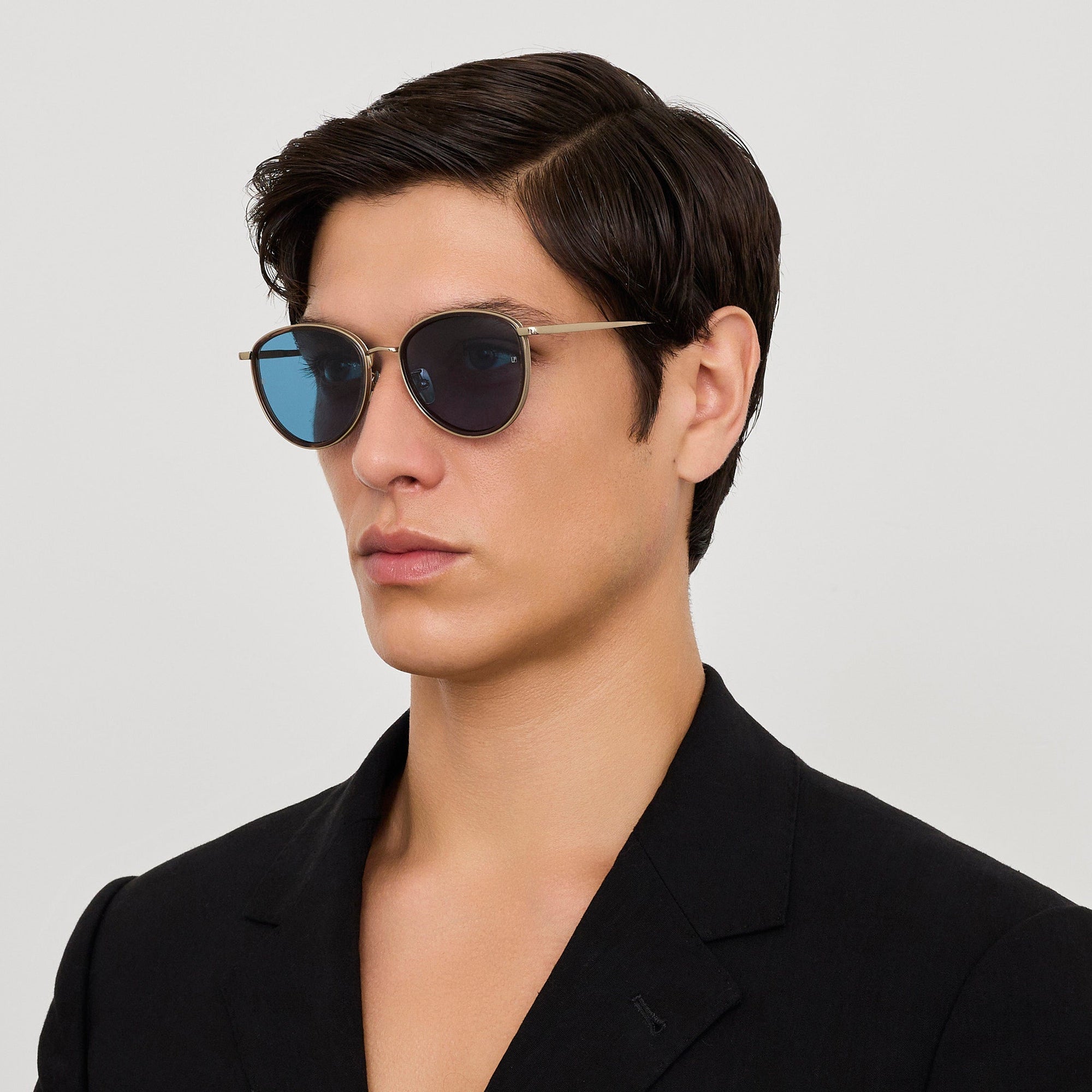 Dahlia Sunglasses in 22K Gold and Aqua