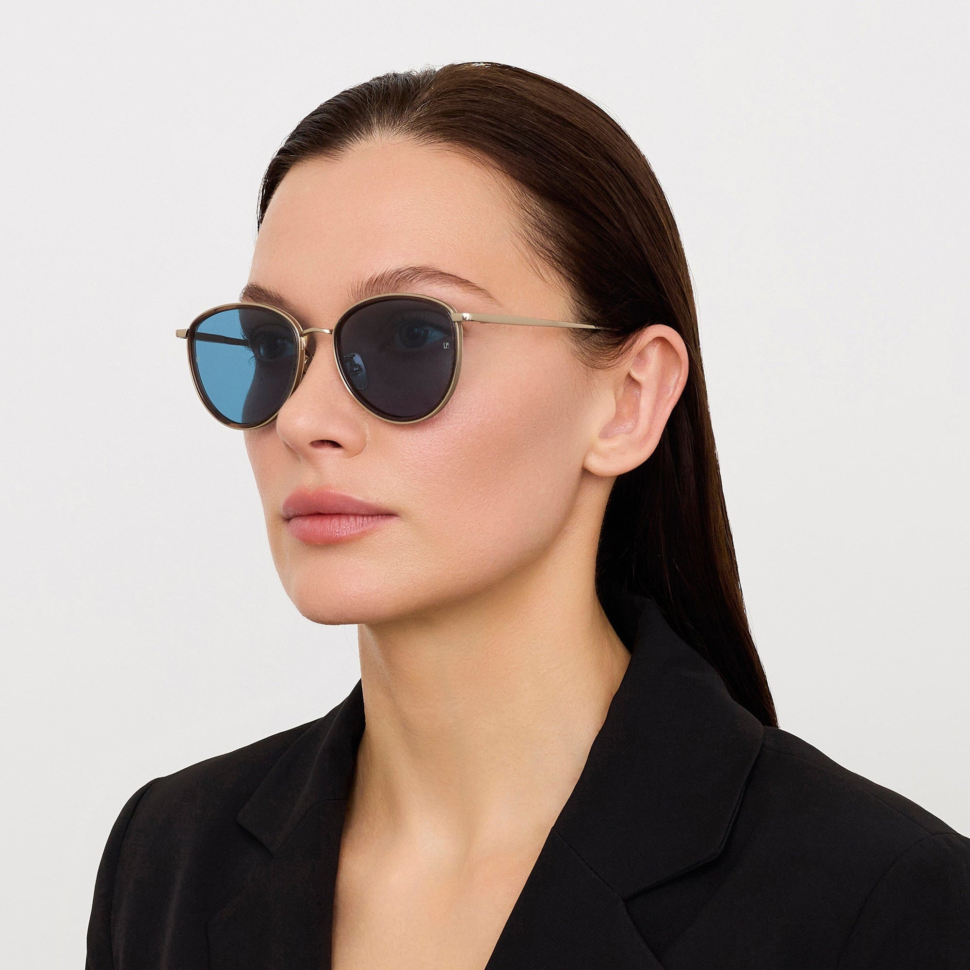 Dahlia Sunglasses in 22K Gold and Aqua