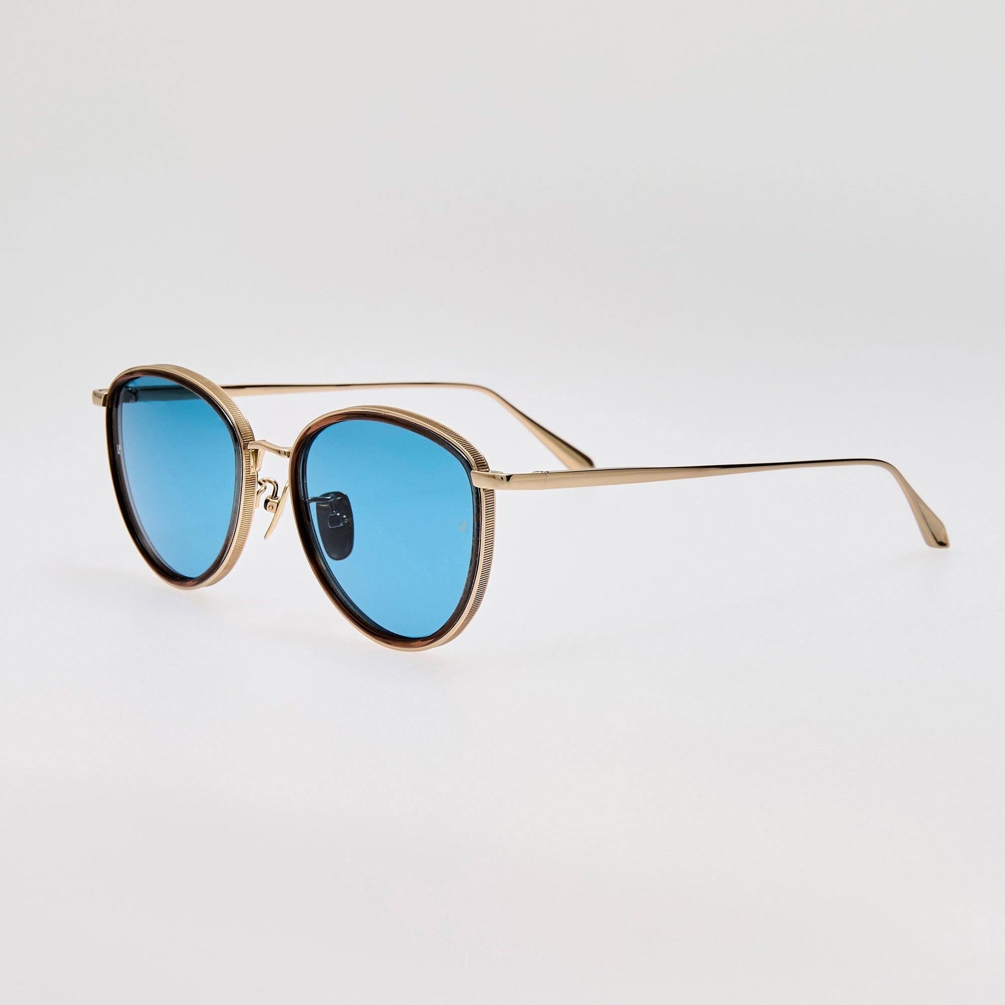 Dahlia Sunglasses in 22K Gold and Aqua
