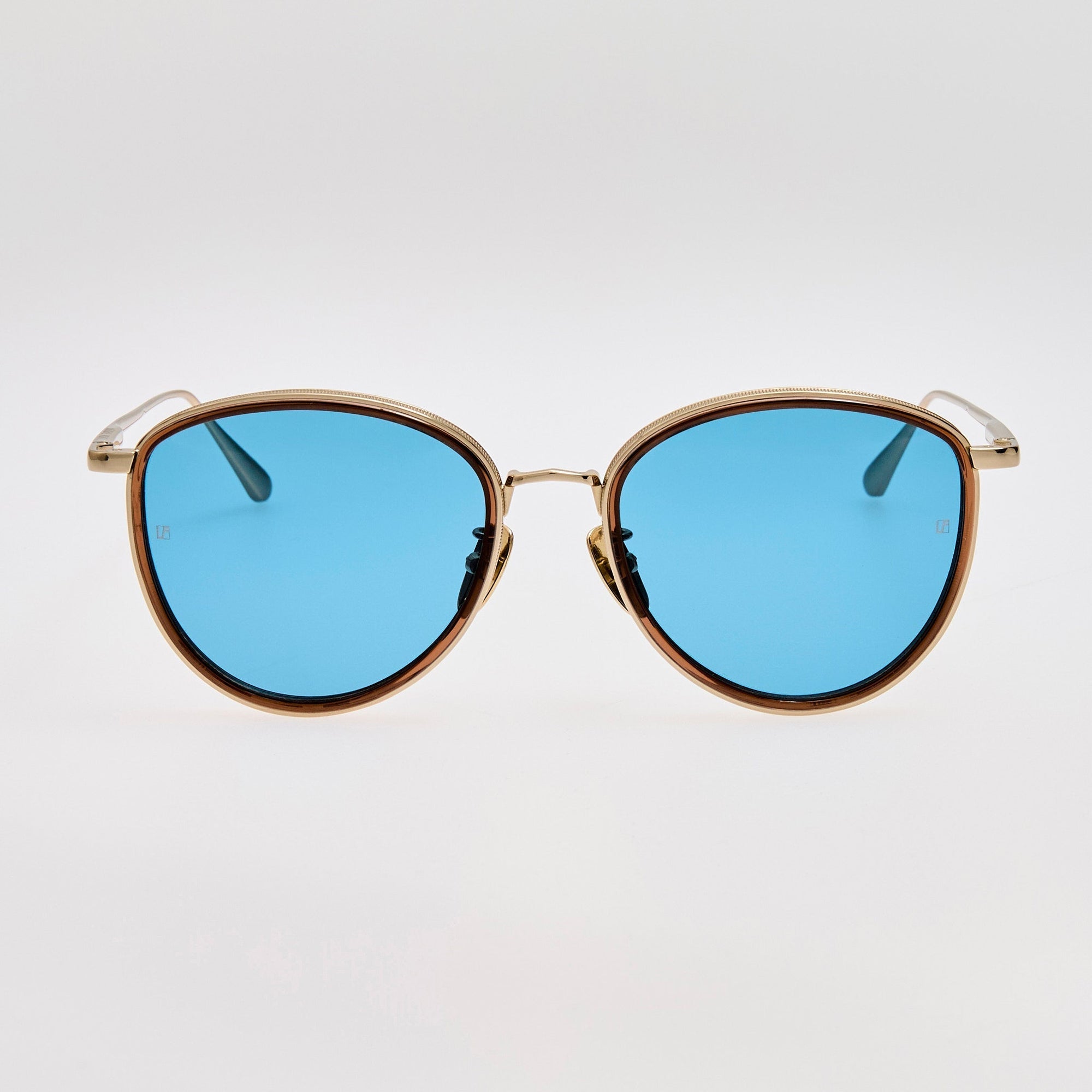 Dahlia Sunglasses in 22K Gold and Aqua
