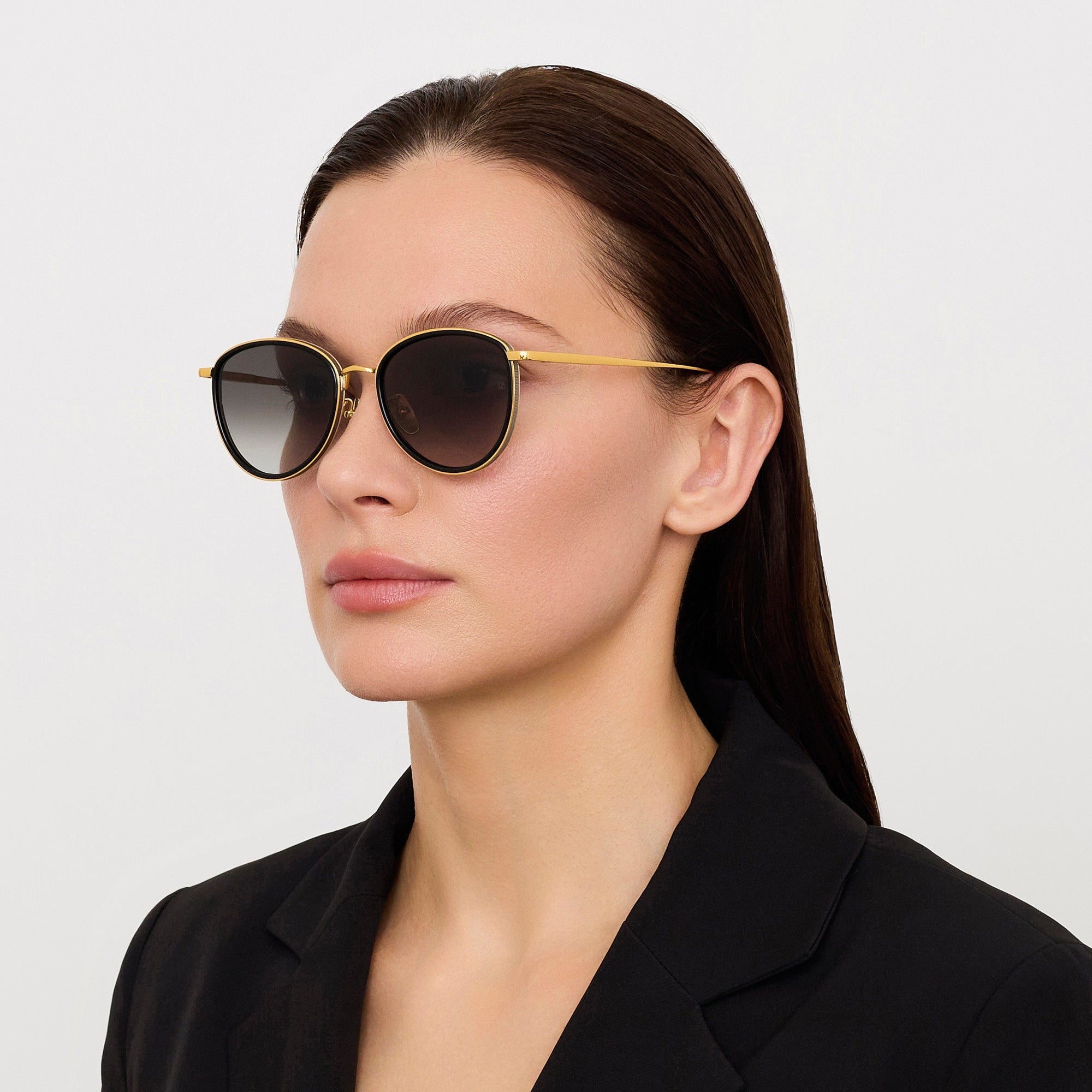 Dahlia Sunglasses in 22K Gold and Grey