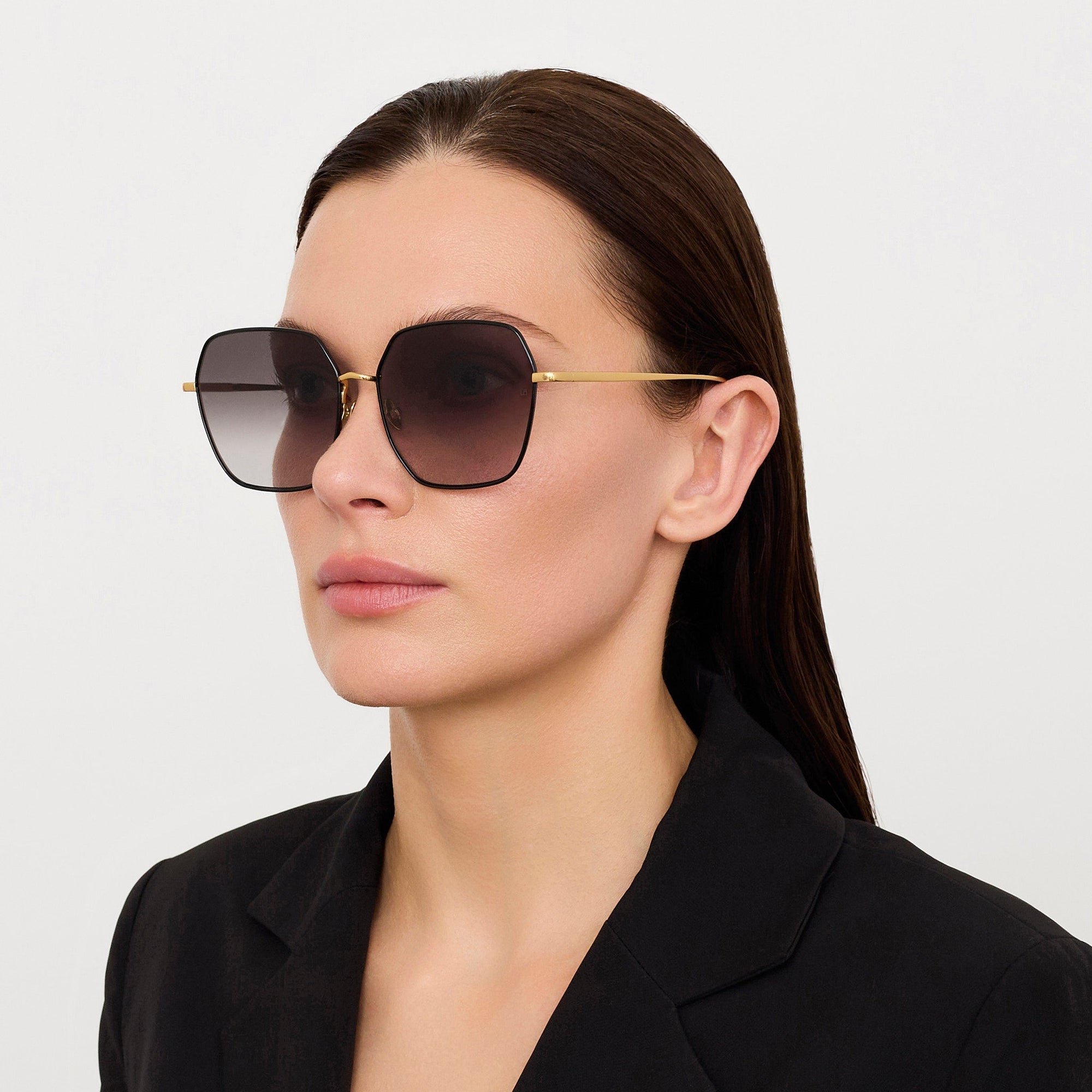 Darcie Sunglasses in 22K Gold and Grey