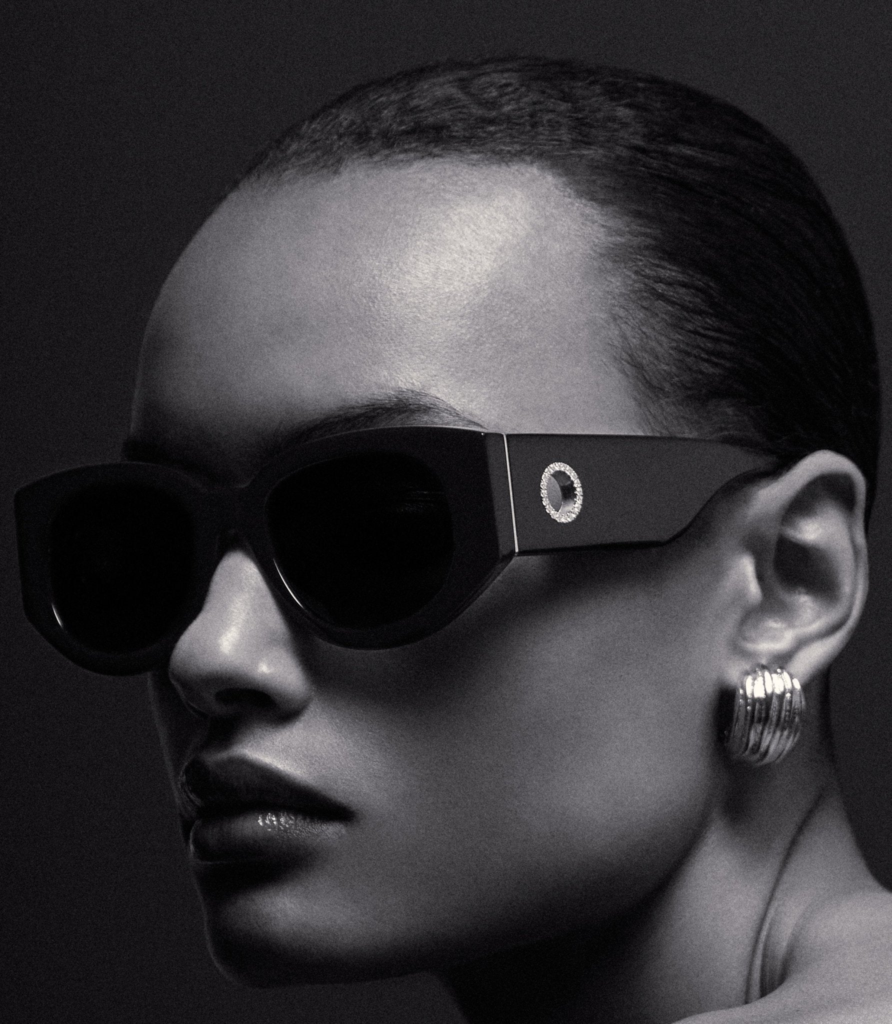 Debbie Sunglasses in Black with Diamonds and 22K Gold