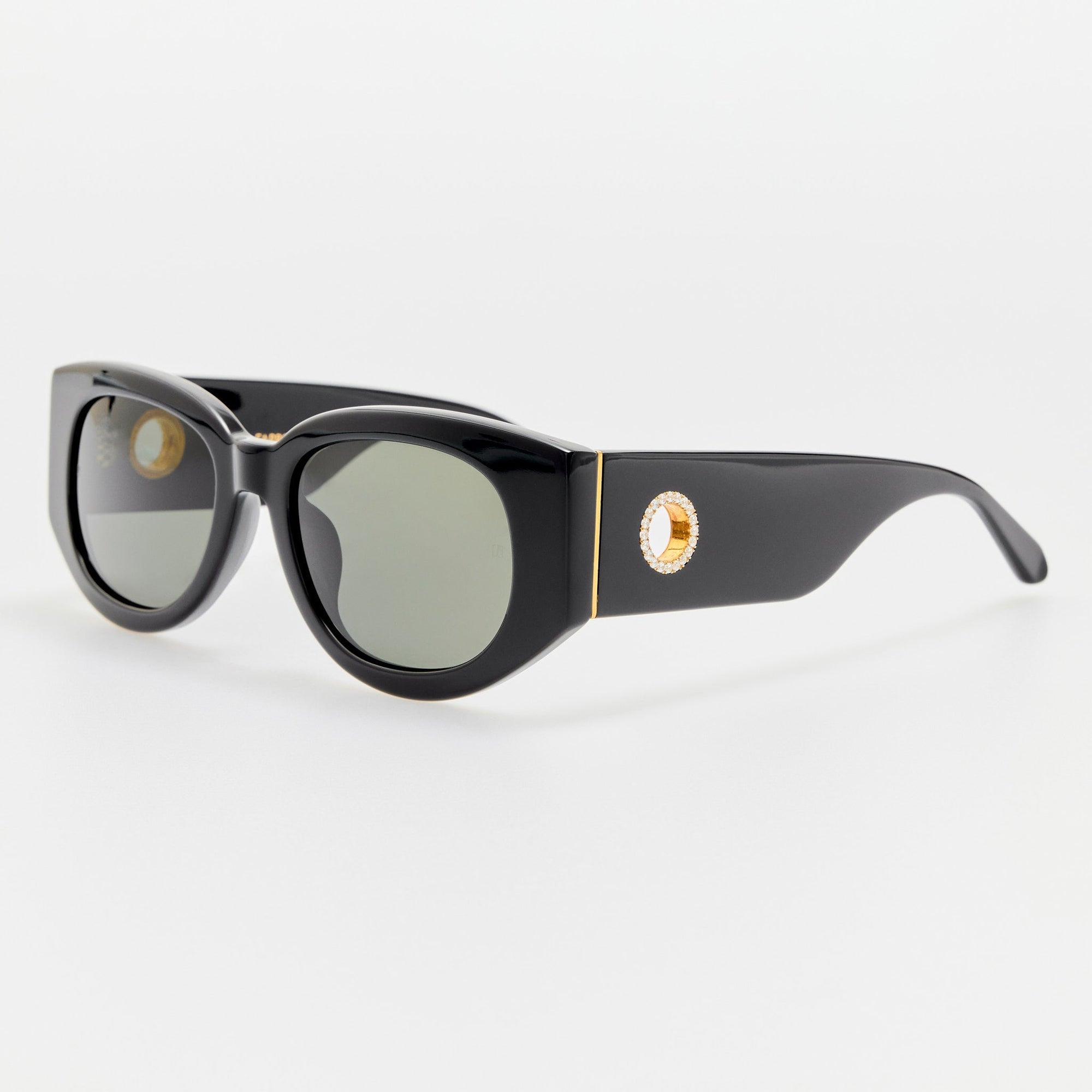Debbie Sunglasses in Black with Diamonds and 22K Gold