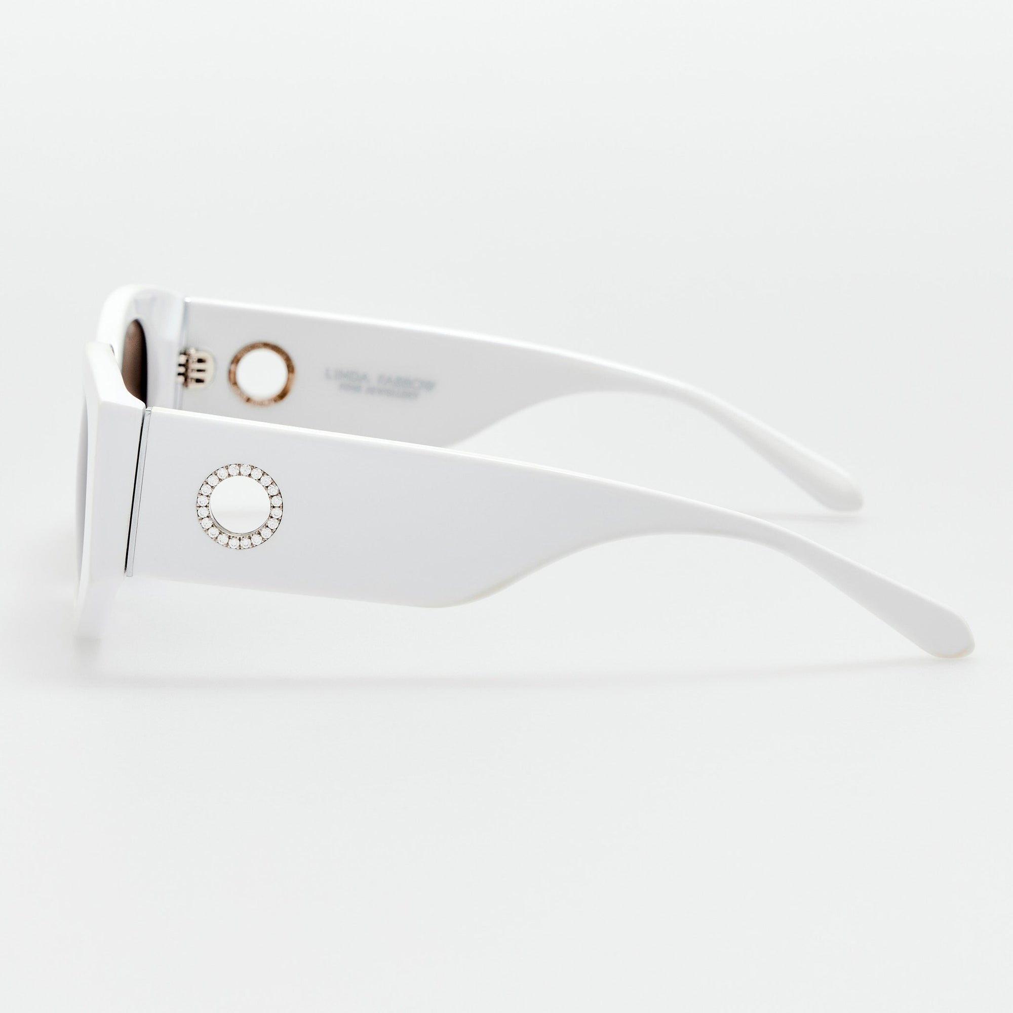 Debbie Sunglasses in White with  Diamonds and 22K White Gold