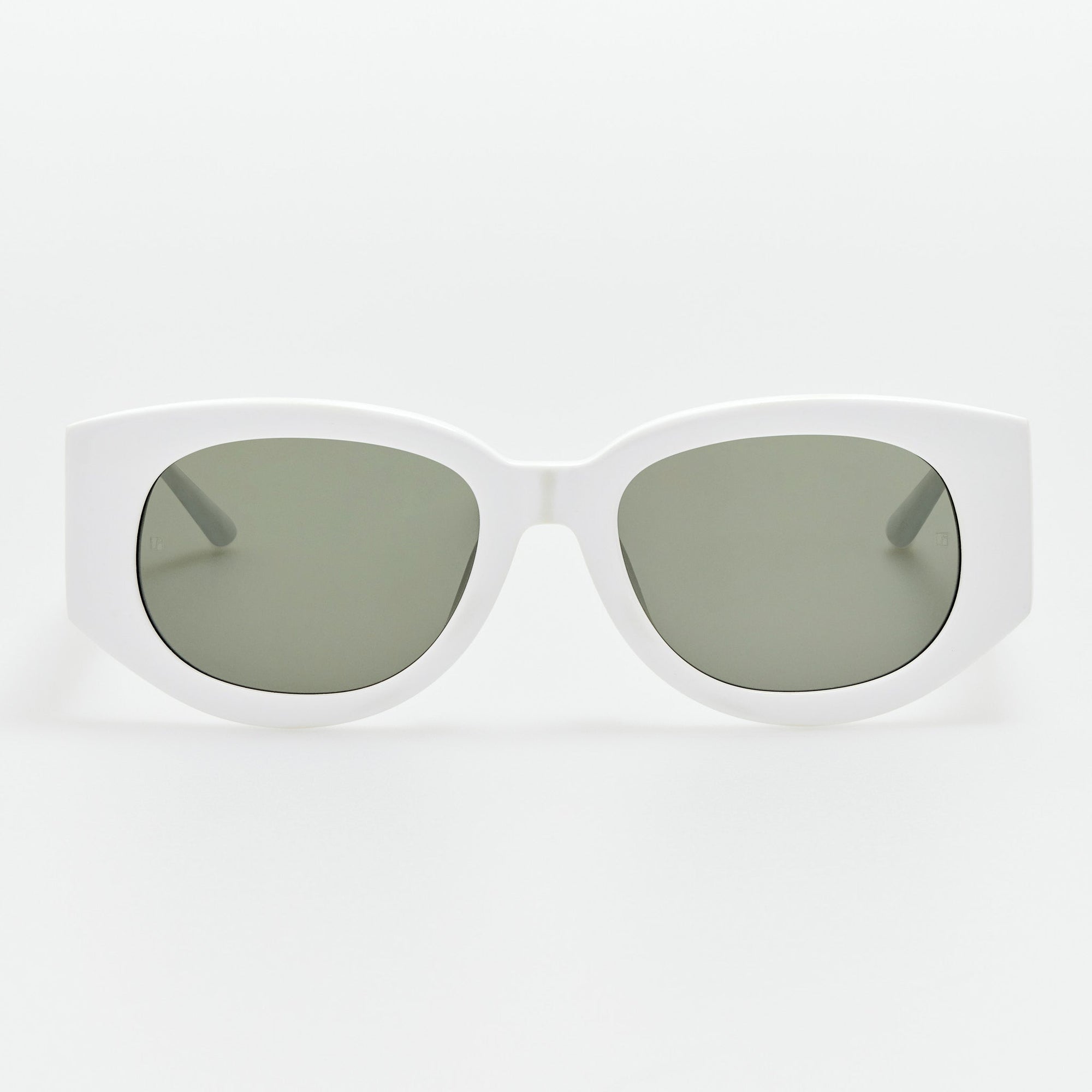 Debbie Sunglasses in White with  Diamonds and 22K White Gold