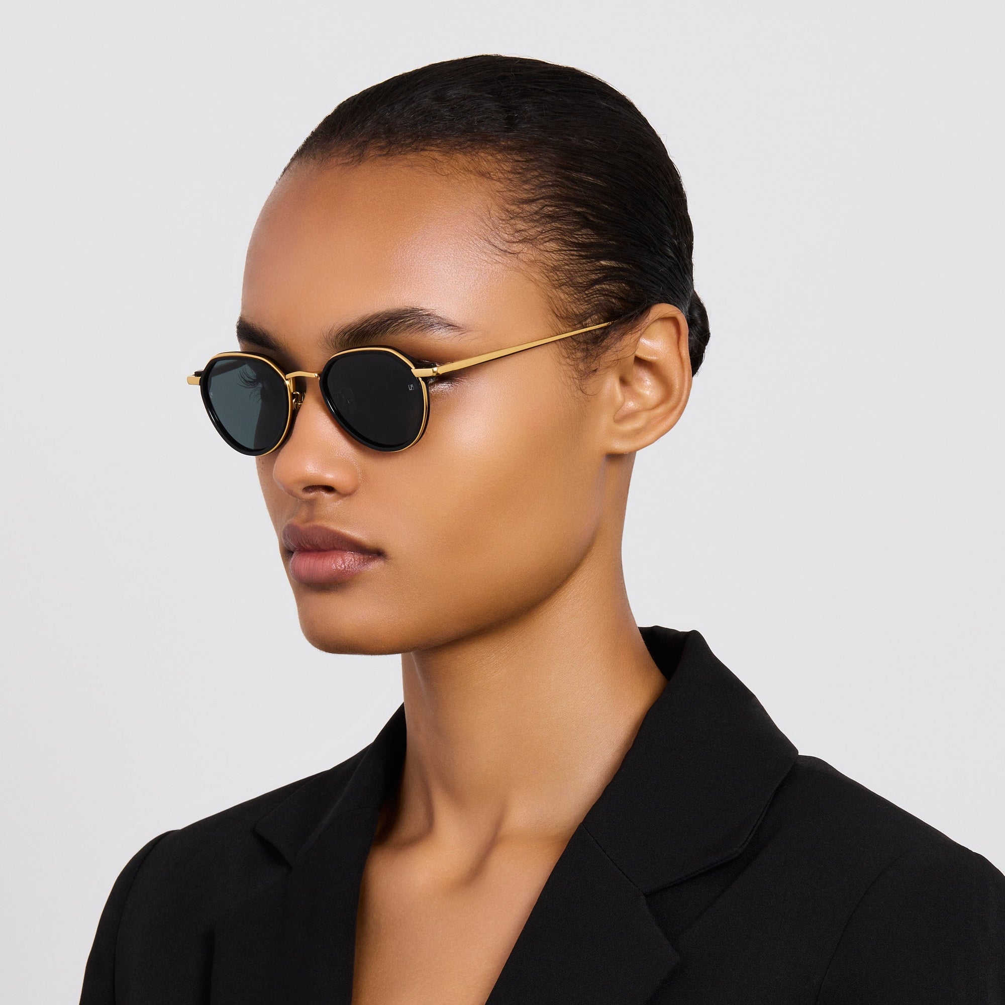 Dellal Sunglasses in 22K Gold and Grey