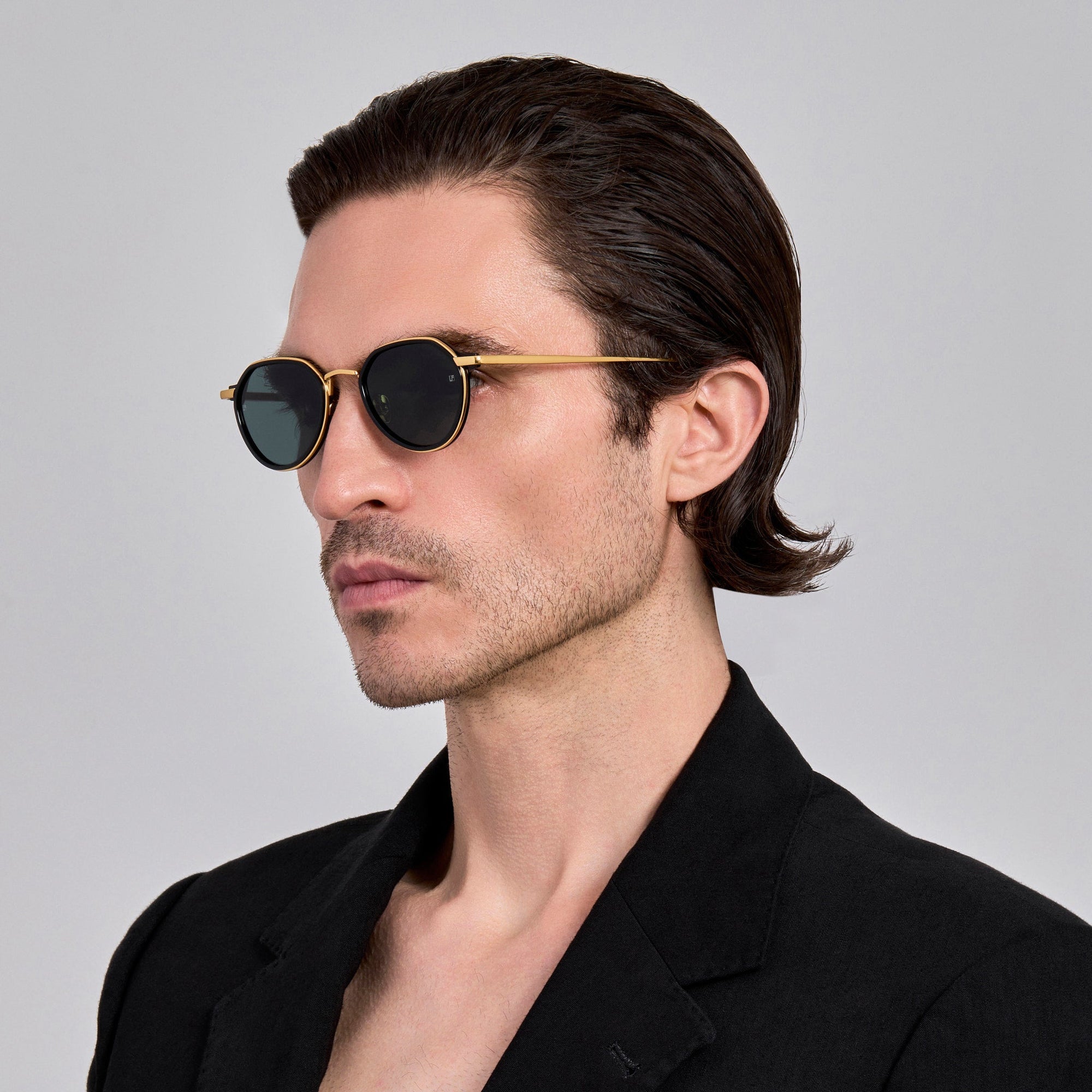 Dellal Sunglasses in 22K Gold and Grey