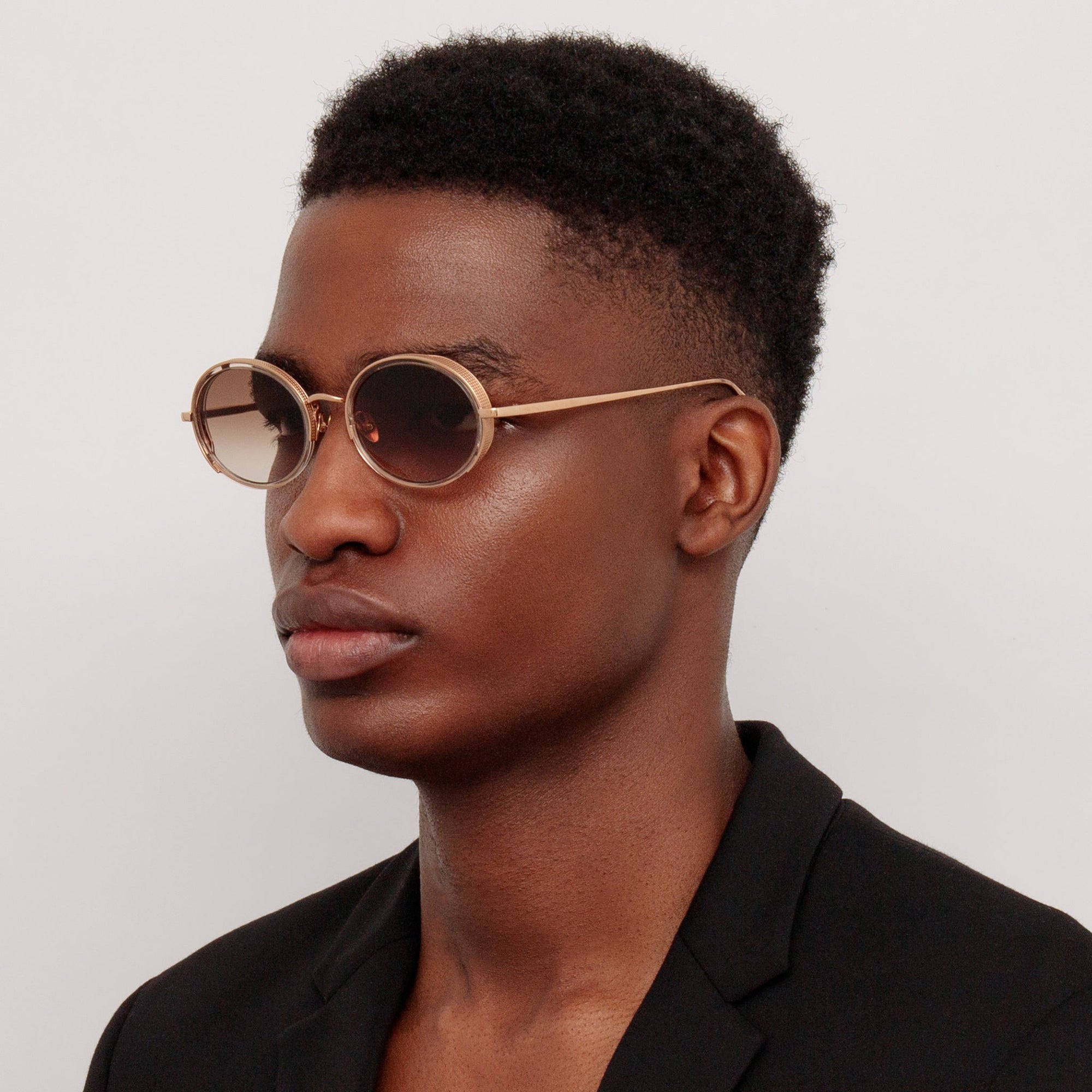 Finn Sunglasses in 18K Rose Gold and Brown