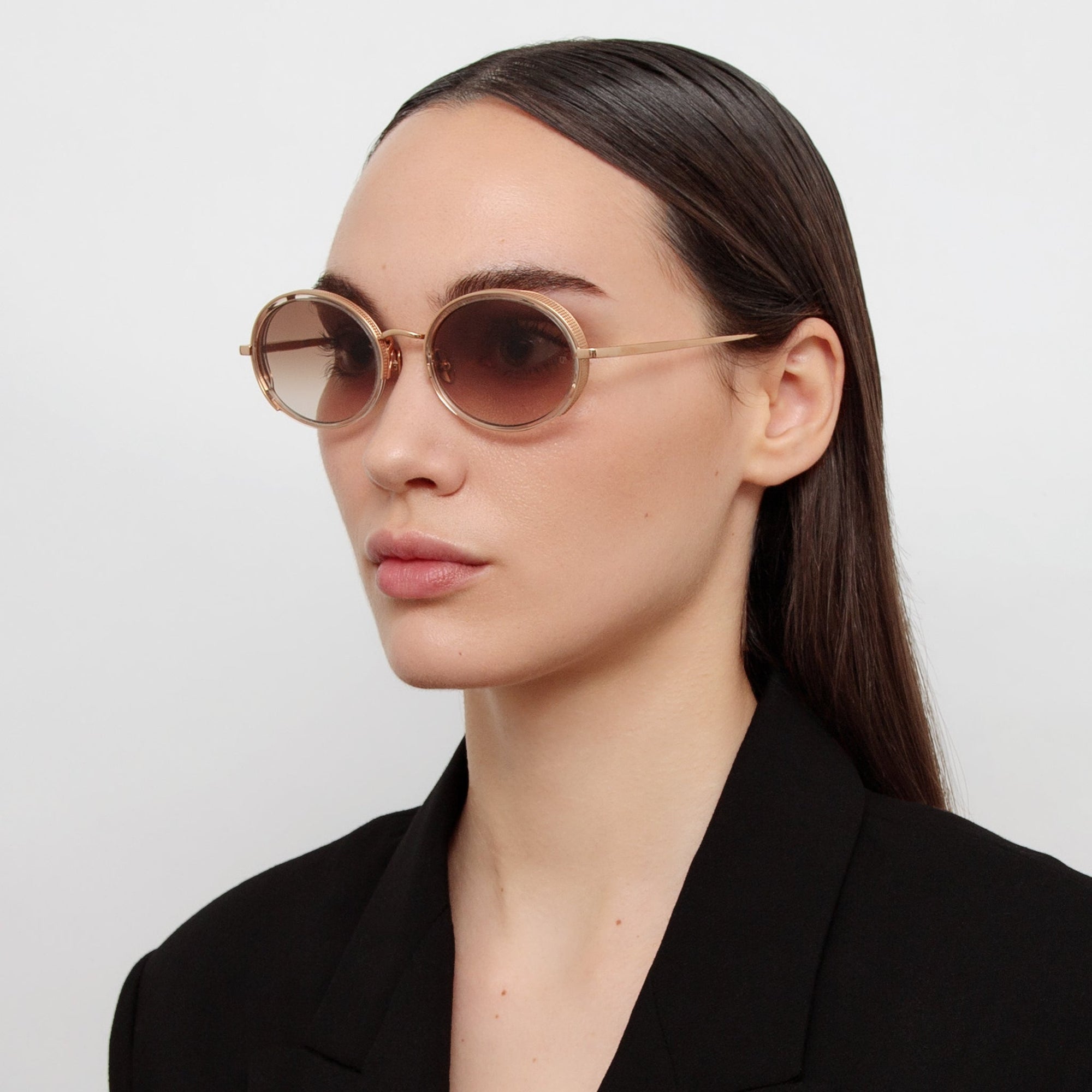 Finn Sunglasses in 18K Rose Gold and Brown
