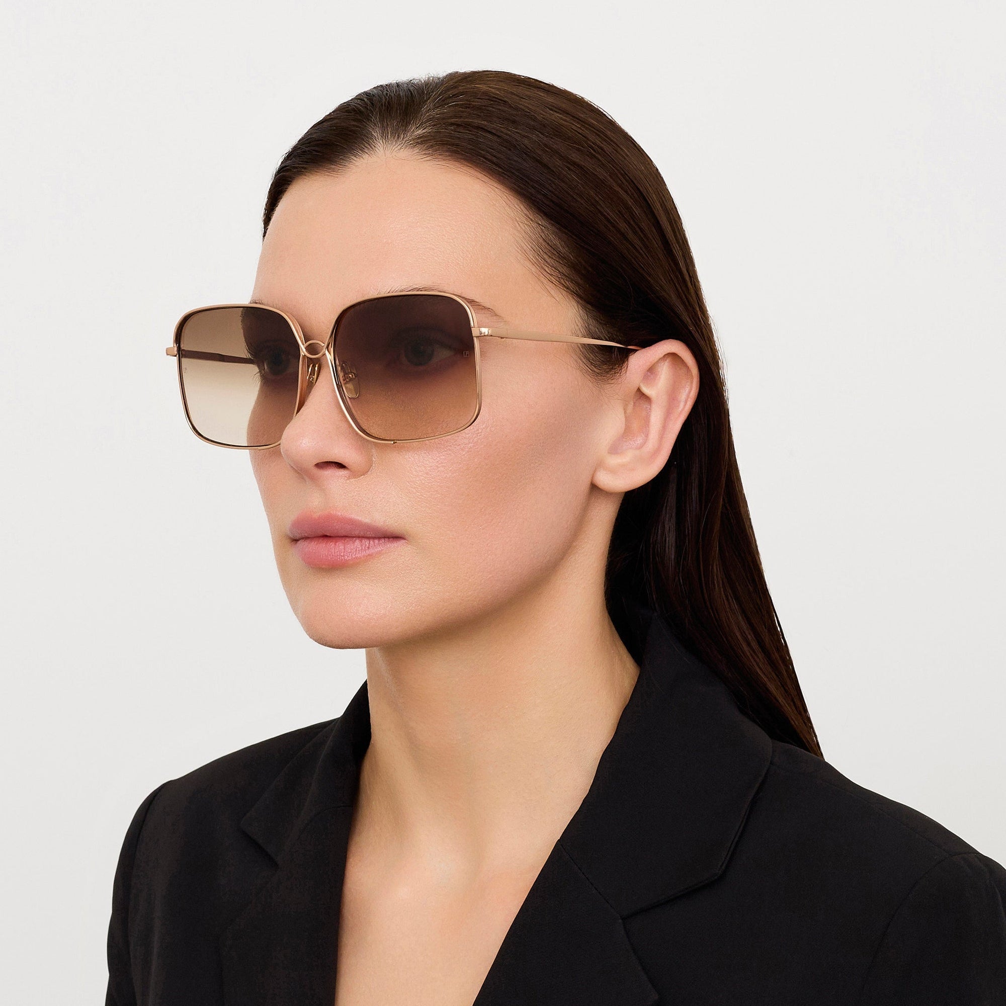 Genevieve Sunglasses in 18K Rose Gold and Mocha