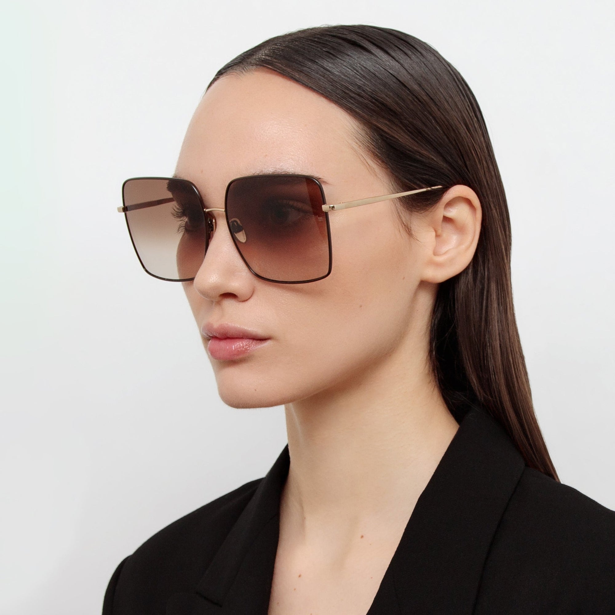 Hina Sunglasses in 22K Gold and Brown