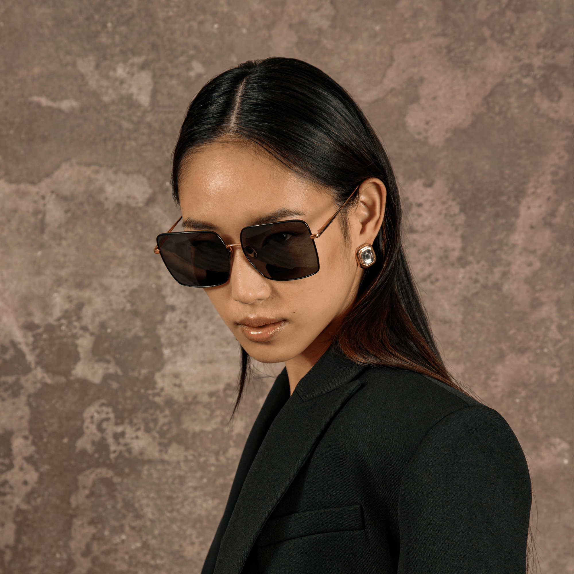 Hina Sunglasses in 22K Gold and Grey