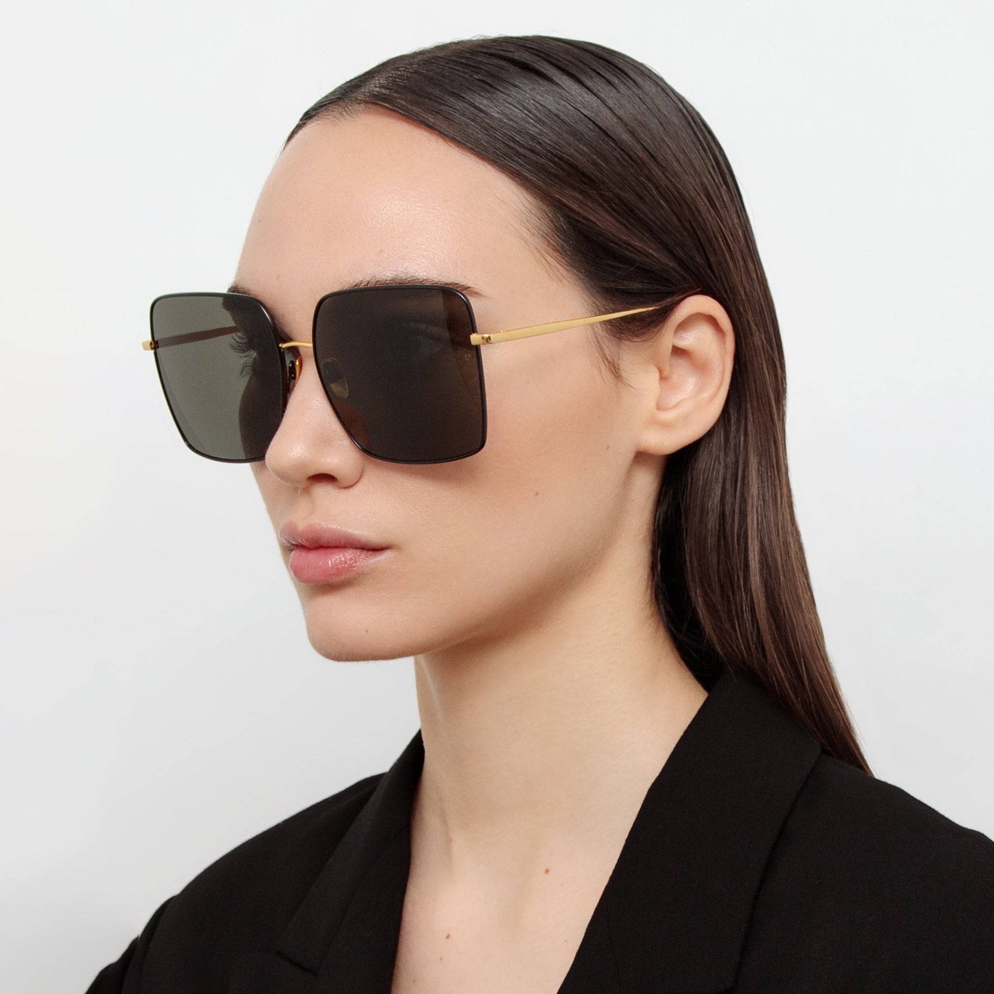 Hina Sunglasses in 22K Gold and Grey
