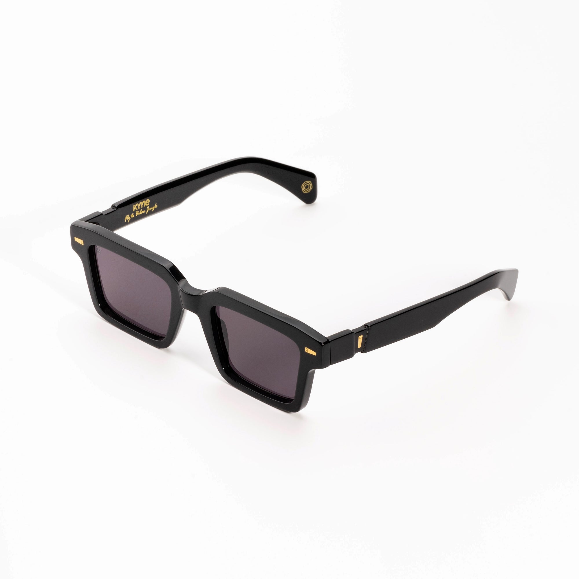 Kyme Eyewear Kyme Edge Black Sunglasses - Bold Handmade Italian Eyewear. Color Black, Size Medium