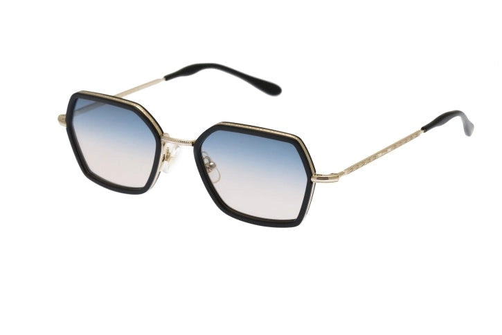 Kyme Eyewear Ben: squared vintage sunglasses. Color Champagne, Material Stainless steel/Acetate, Size Medium
