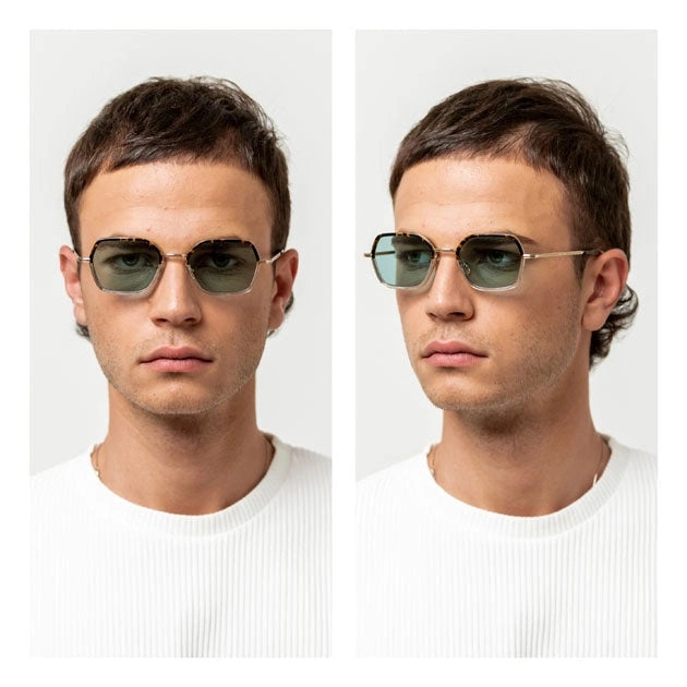 Kyme Eyewear Ben: squared vintage sunglasses. Color Tortoise, Material Stainless steel/Acetate, Size Medium
