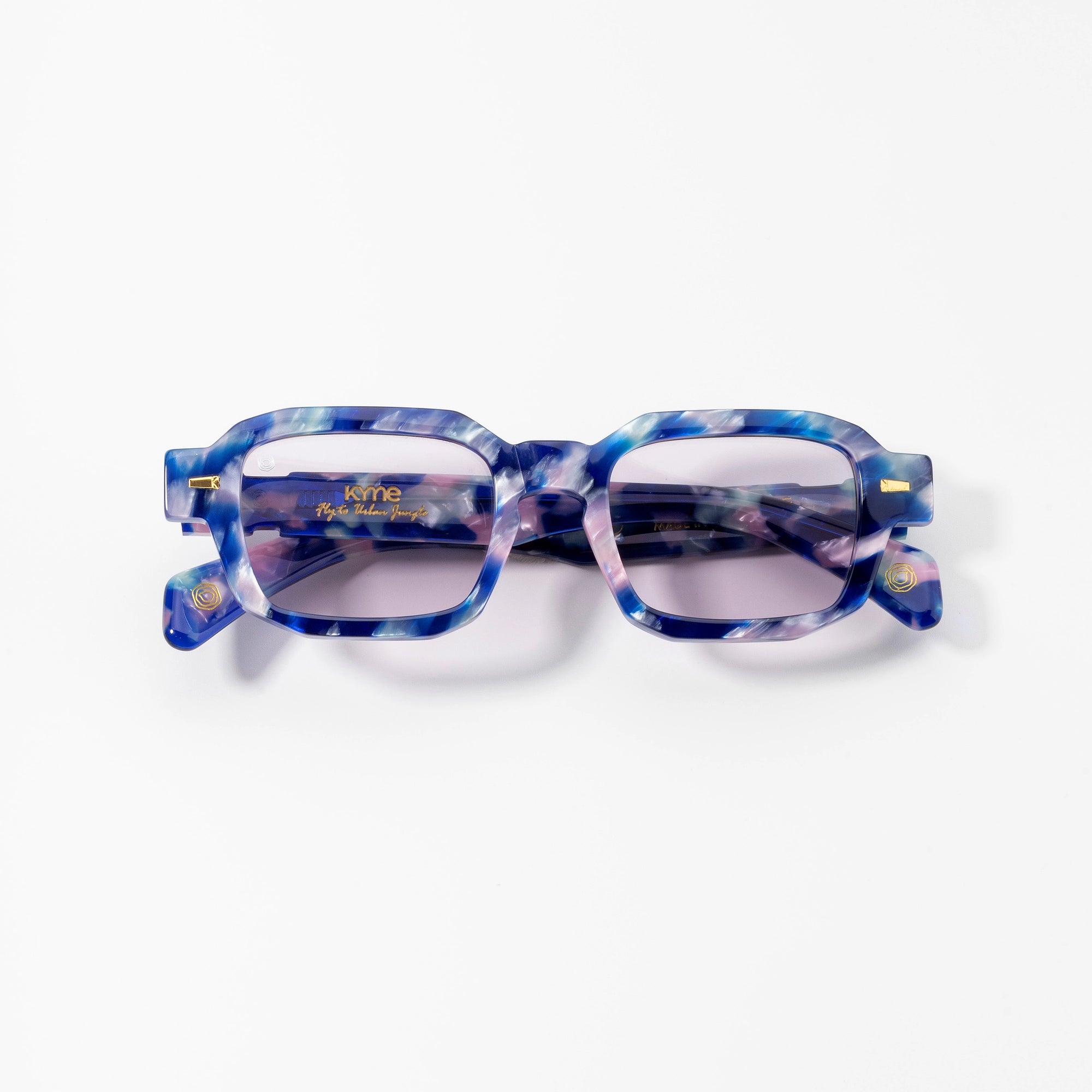 Kyme Eyewear Kyme Pulse Blue Tortoise Sunglasses - Handmade Bold Italian Eyewear. Color Blue Tortoise, Size Medium